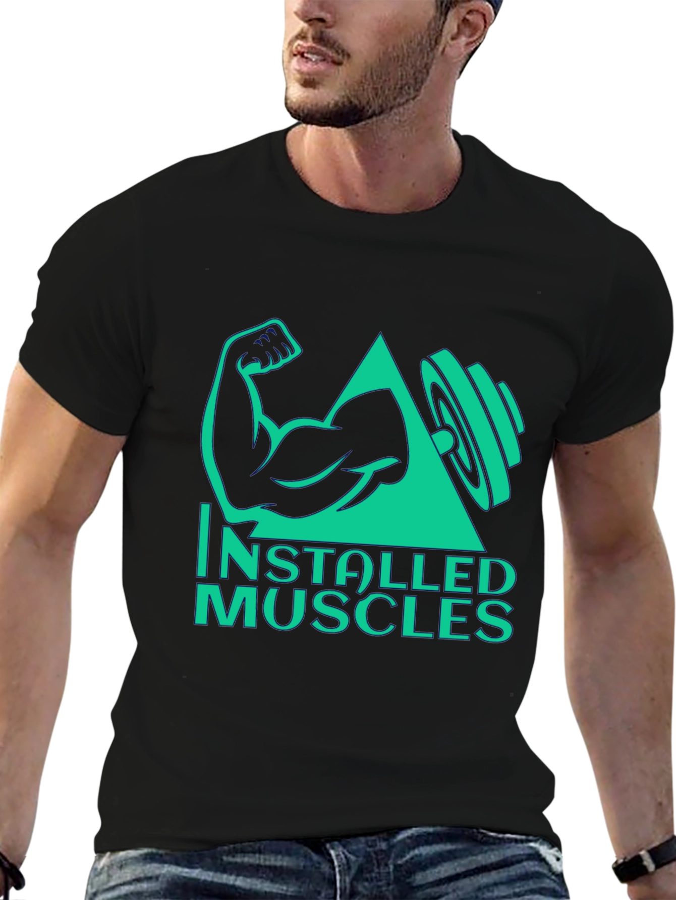 Installed Muscles Black Graphic Tee