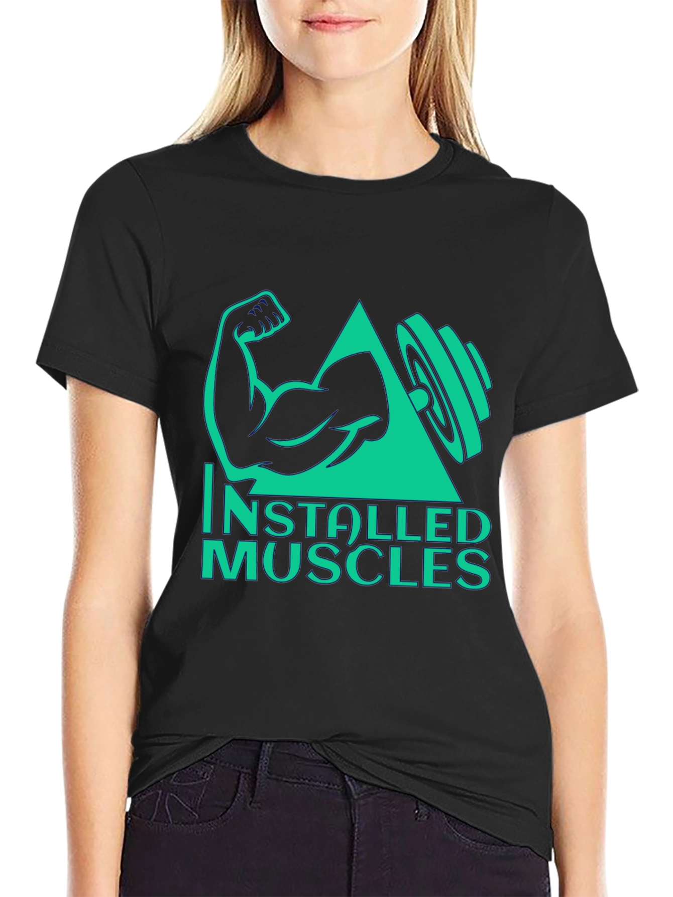 Installed Muscles Black Graphic Tee