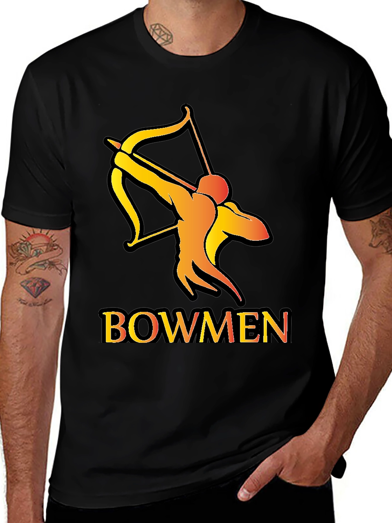 Bowmen Graphic Tee - Archery Design Black T-Shirt