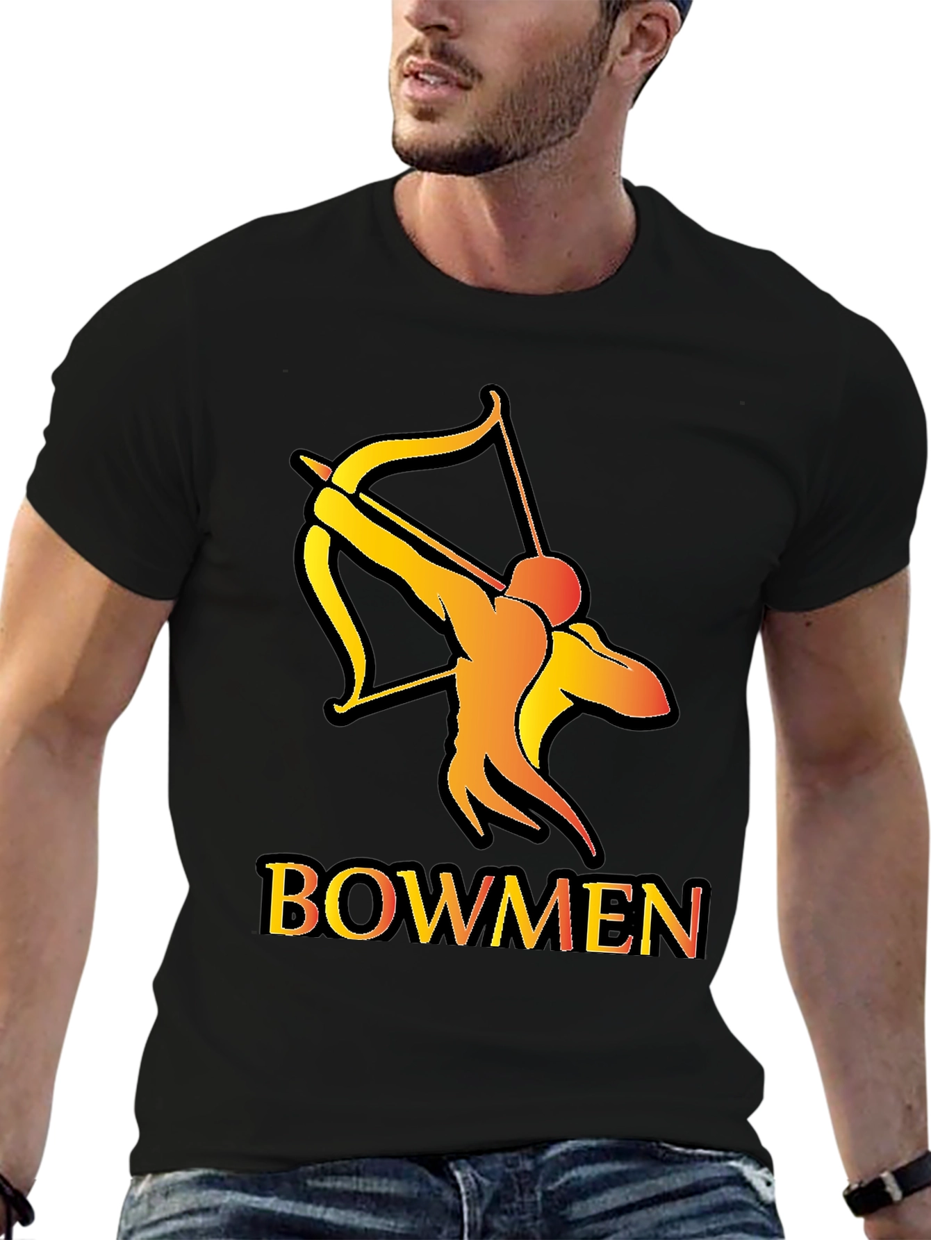 Bowmen Graphic Tee - Archery Design Black T-Shirt