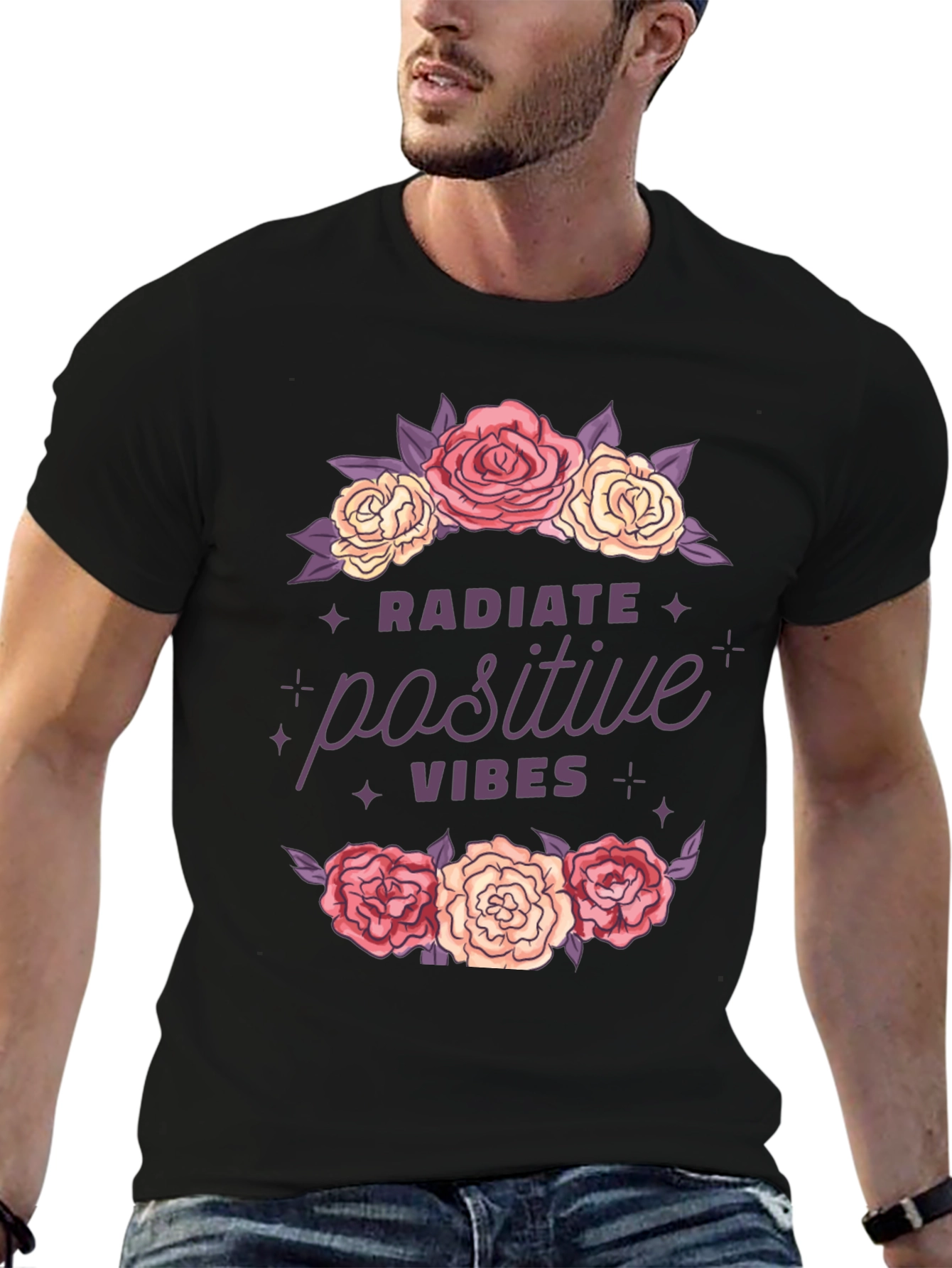Radiate Positive Vibes Floral Graphic T-Shirt