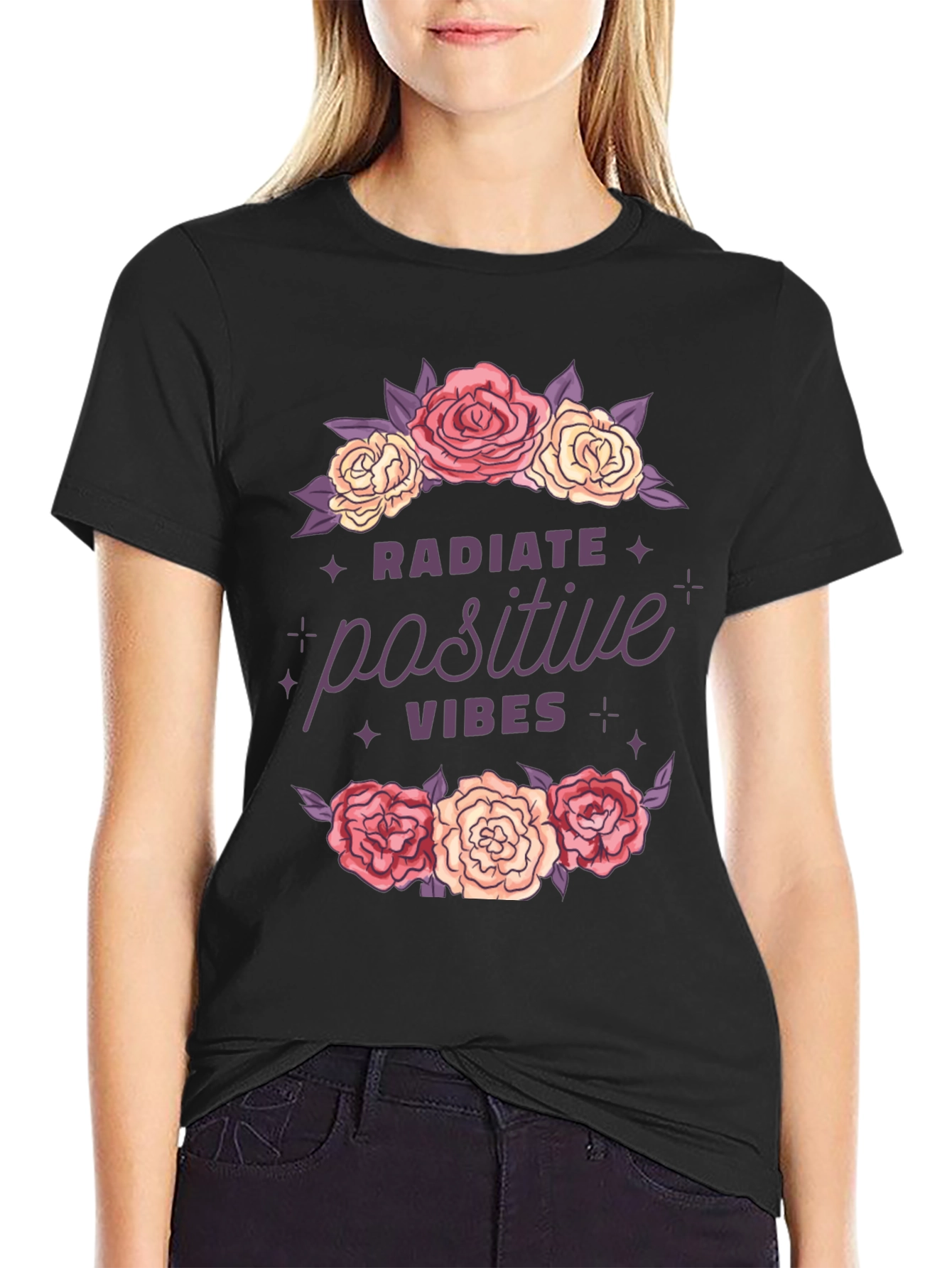 Radiate Positive Vibes Floral Graphic T-Shirt