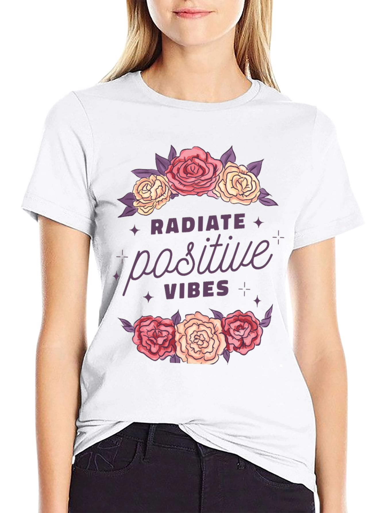 Radiate Positive Vibes Floral Graphic T-Shirt