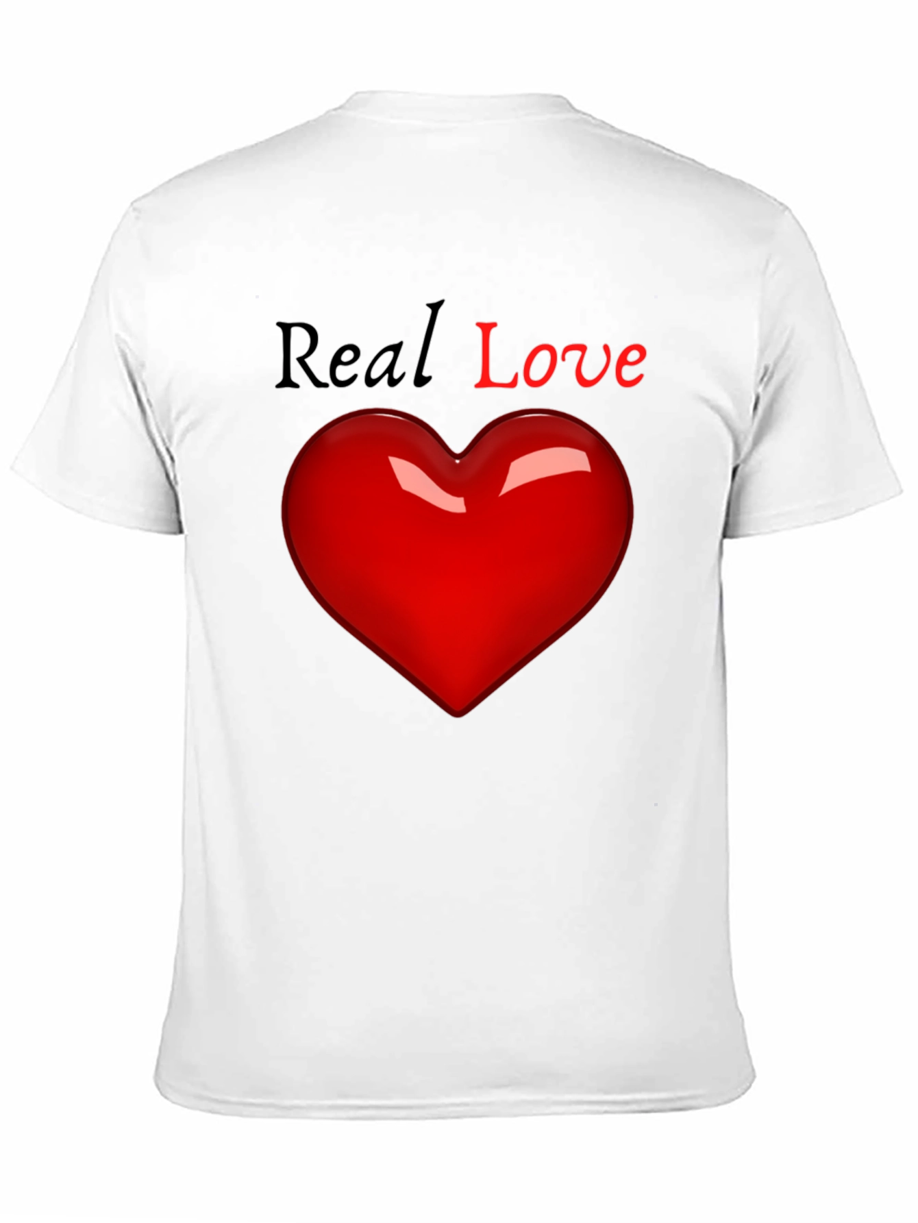 Real Love Black T-Shirt with Heart Graphic