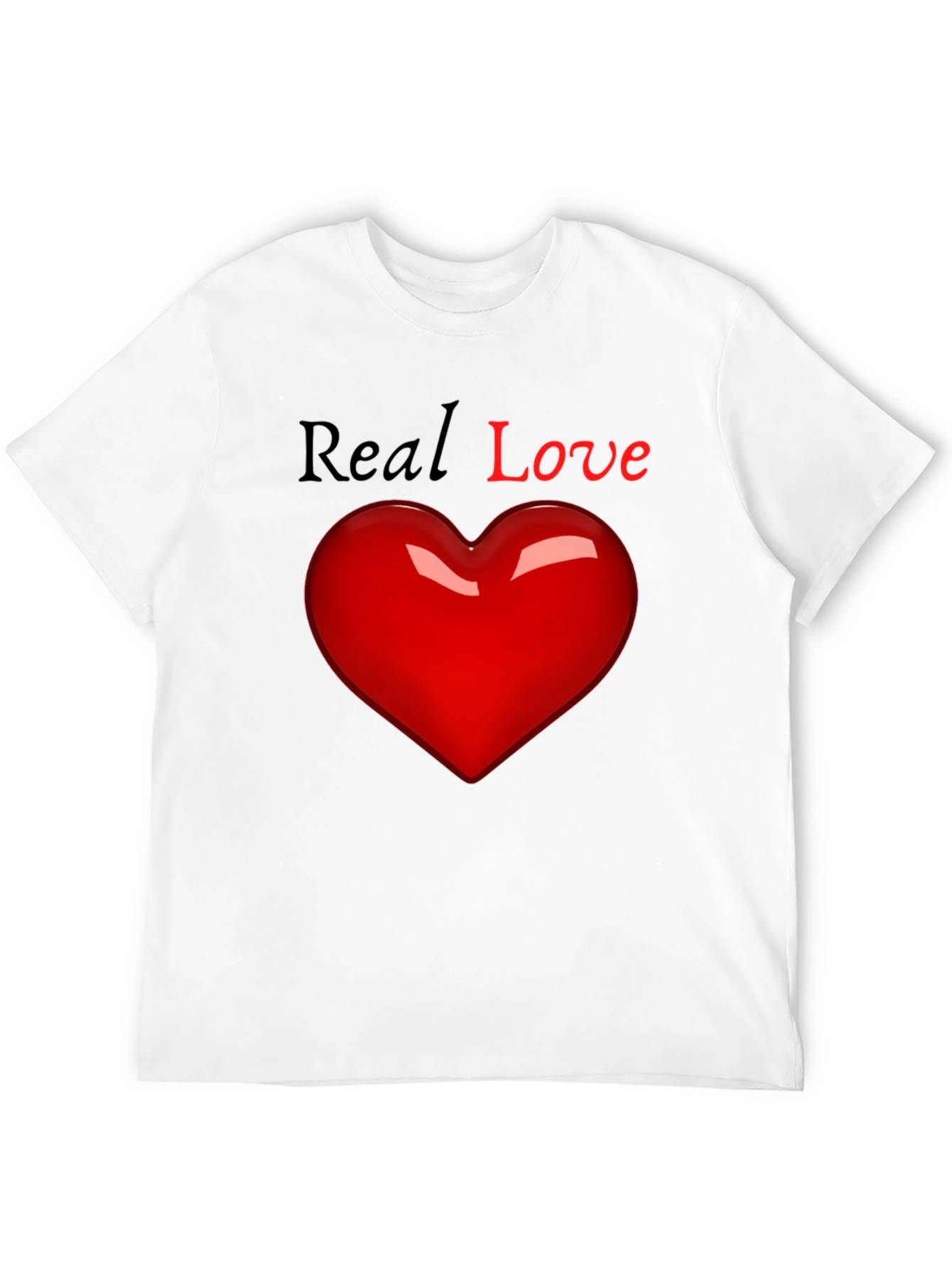 Real Love Black T-Shirt with Heart Graphic