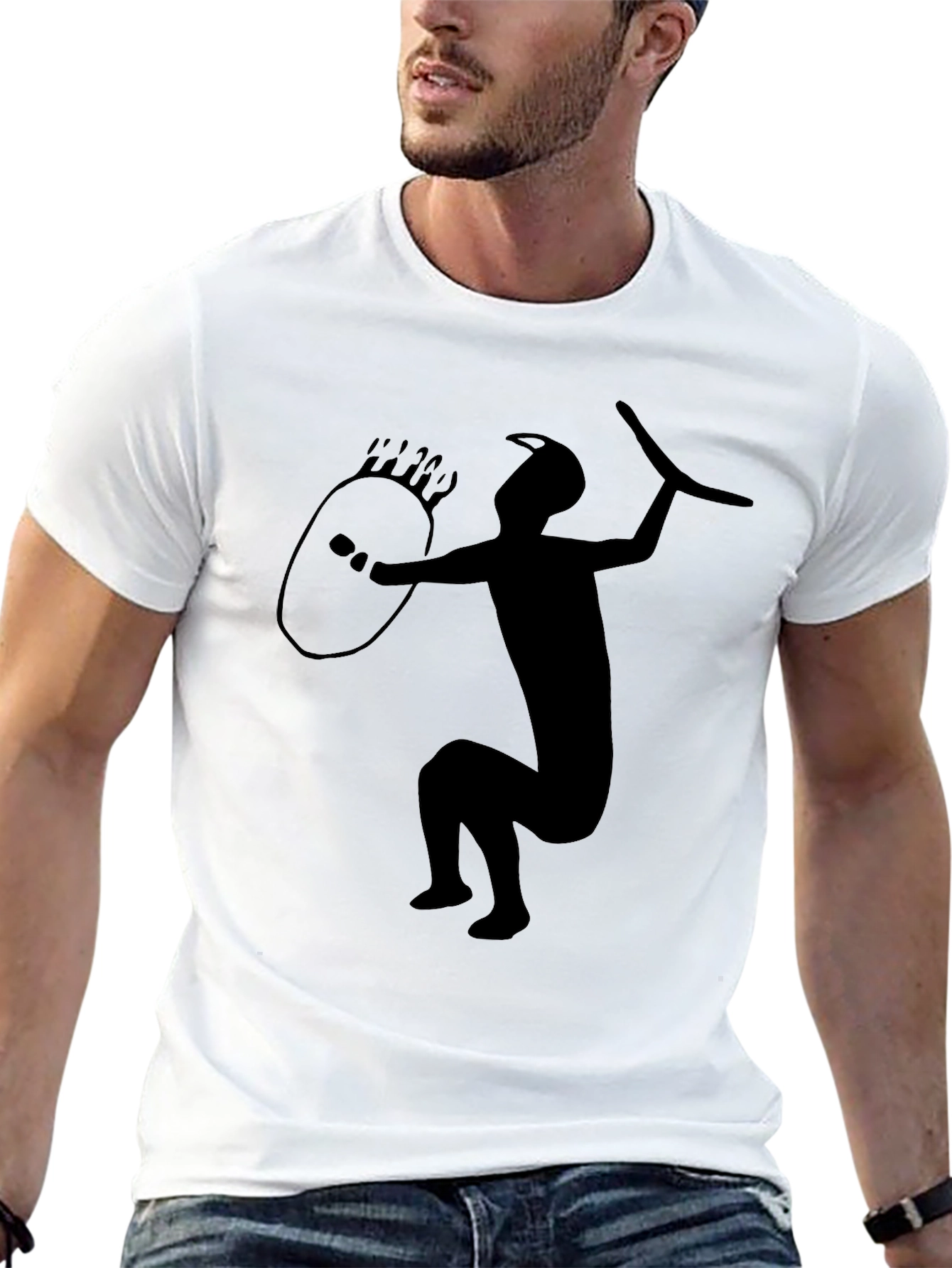 Tribal Warrior Graphic Tee - Black Cotton Blend