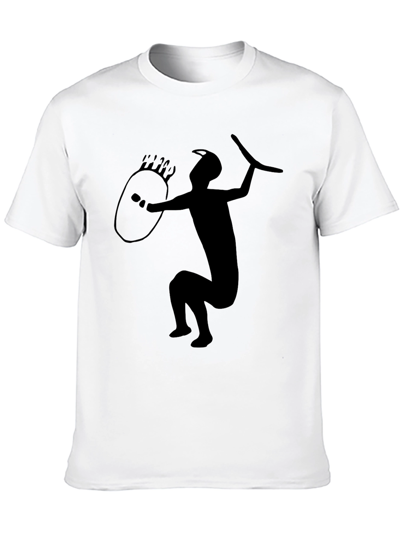 Tribal Warrior Graphic Tee - Black Cotton Blend