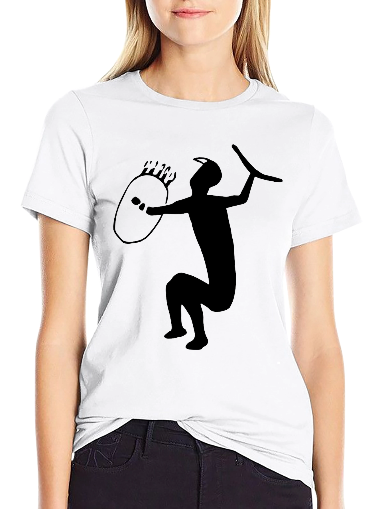 Tribal Warrior Graphic Tee - Black Cotton Blend