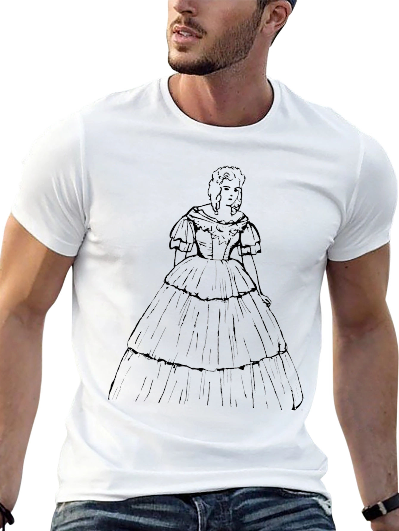 Victorian Dress Graphic Tee - Stylish Retro Design