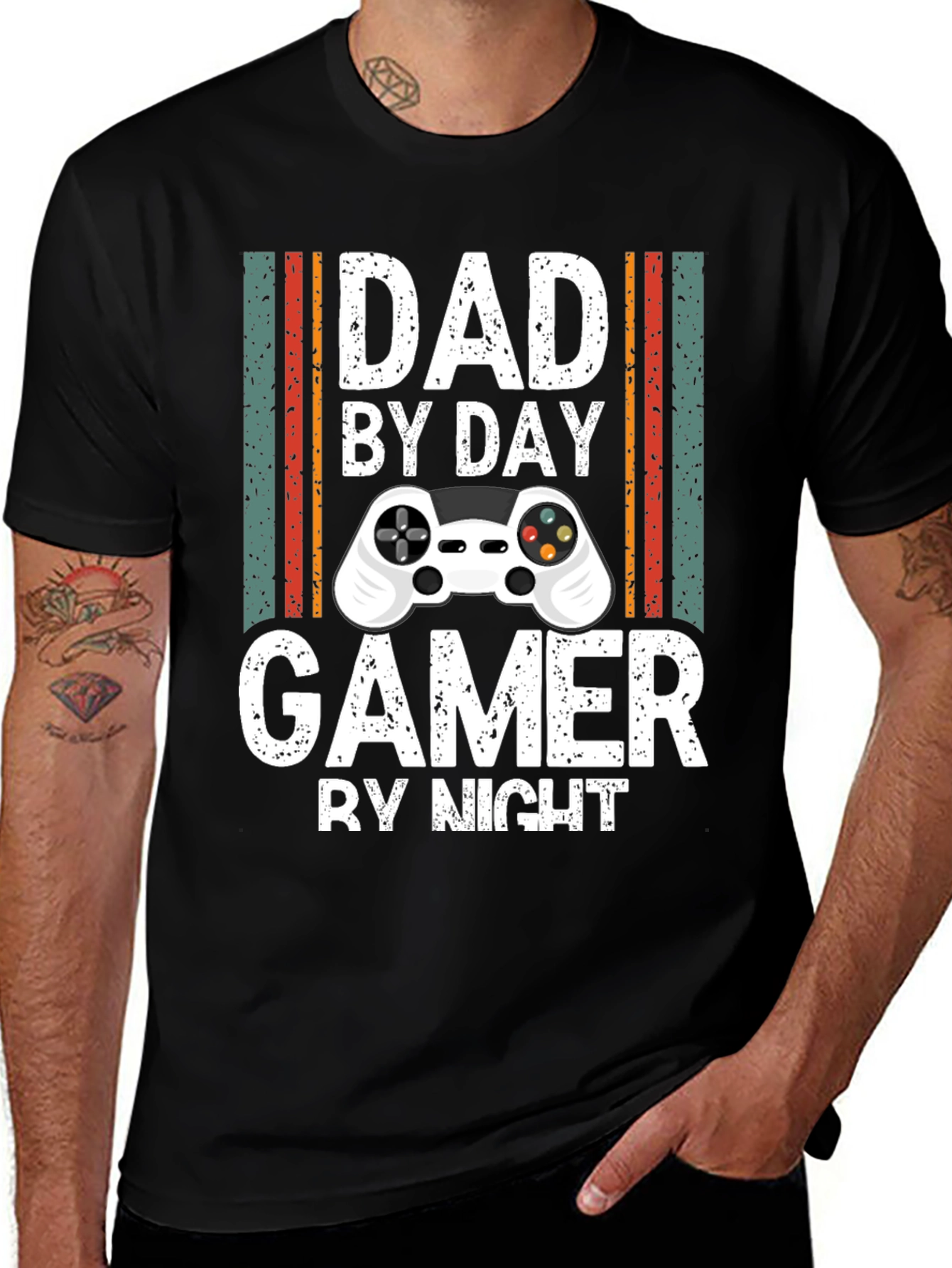 Dad By Day Gamer By Night Black T-Shirt