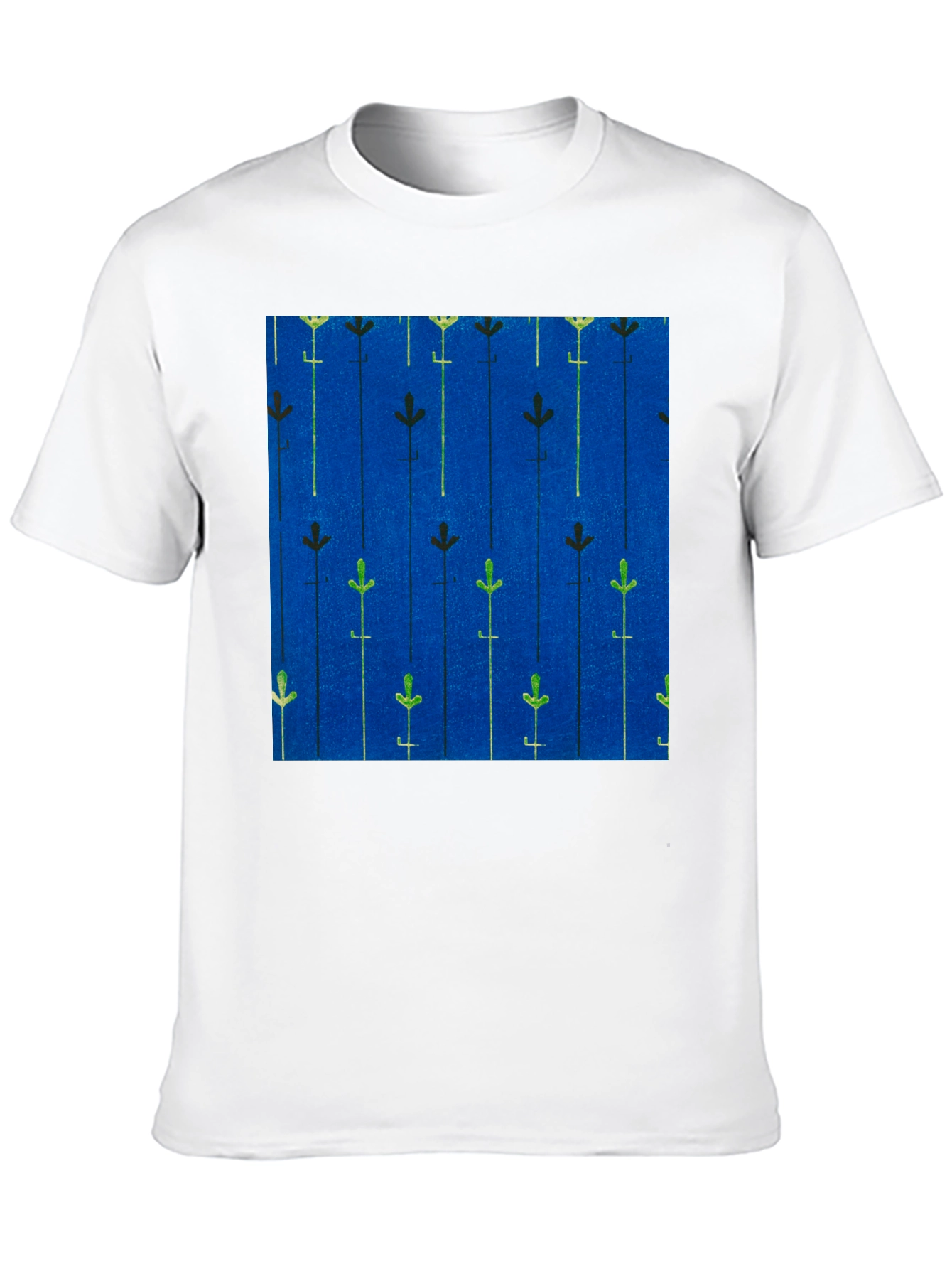 Blue Floral Patterned Mens T-shirt