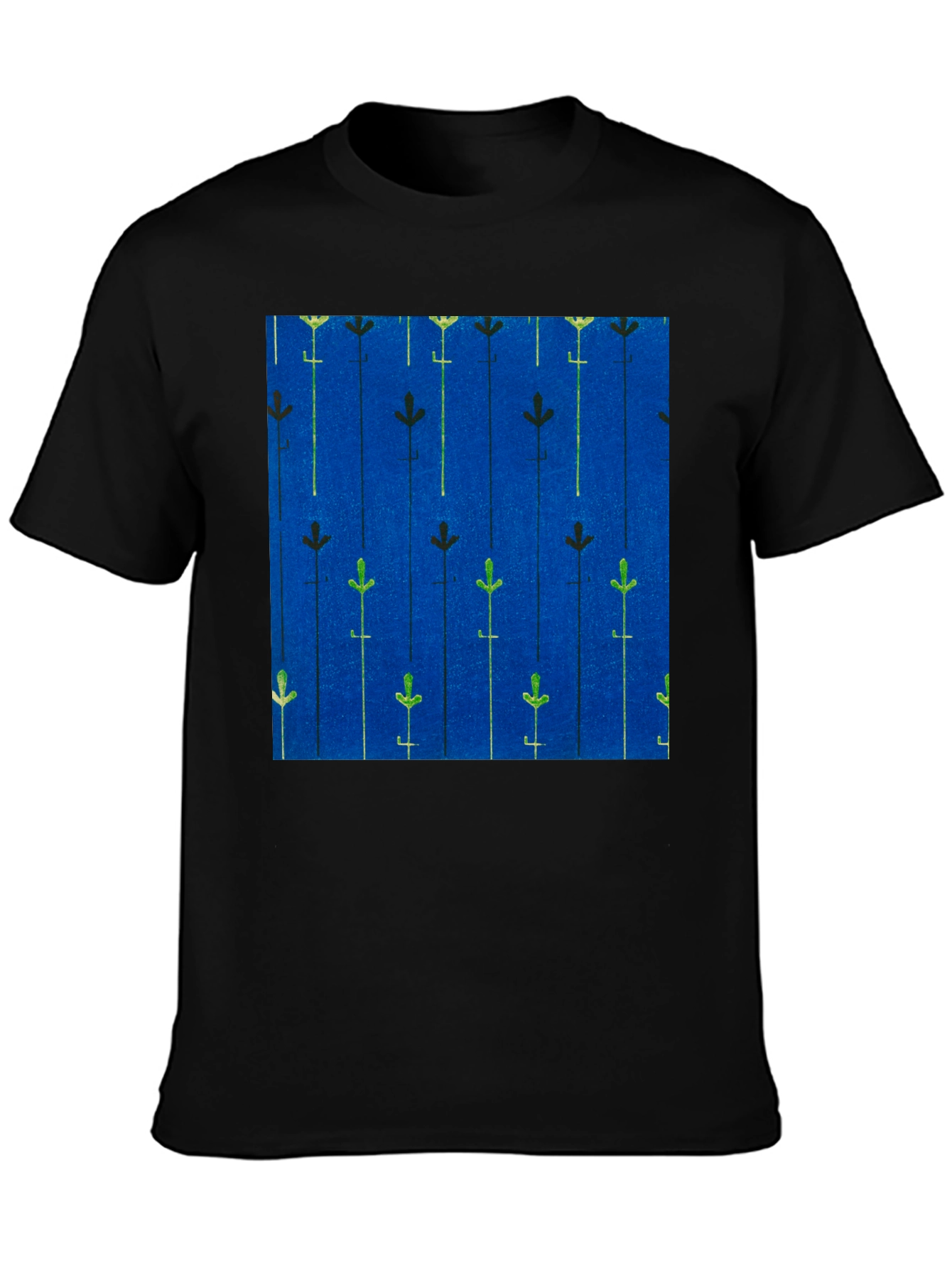 Blue Floral Patterned Mens T-shirt