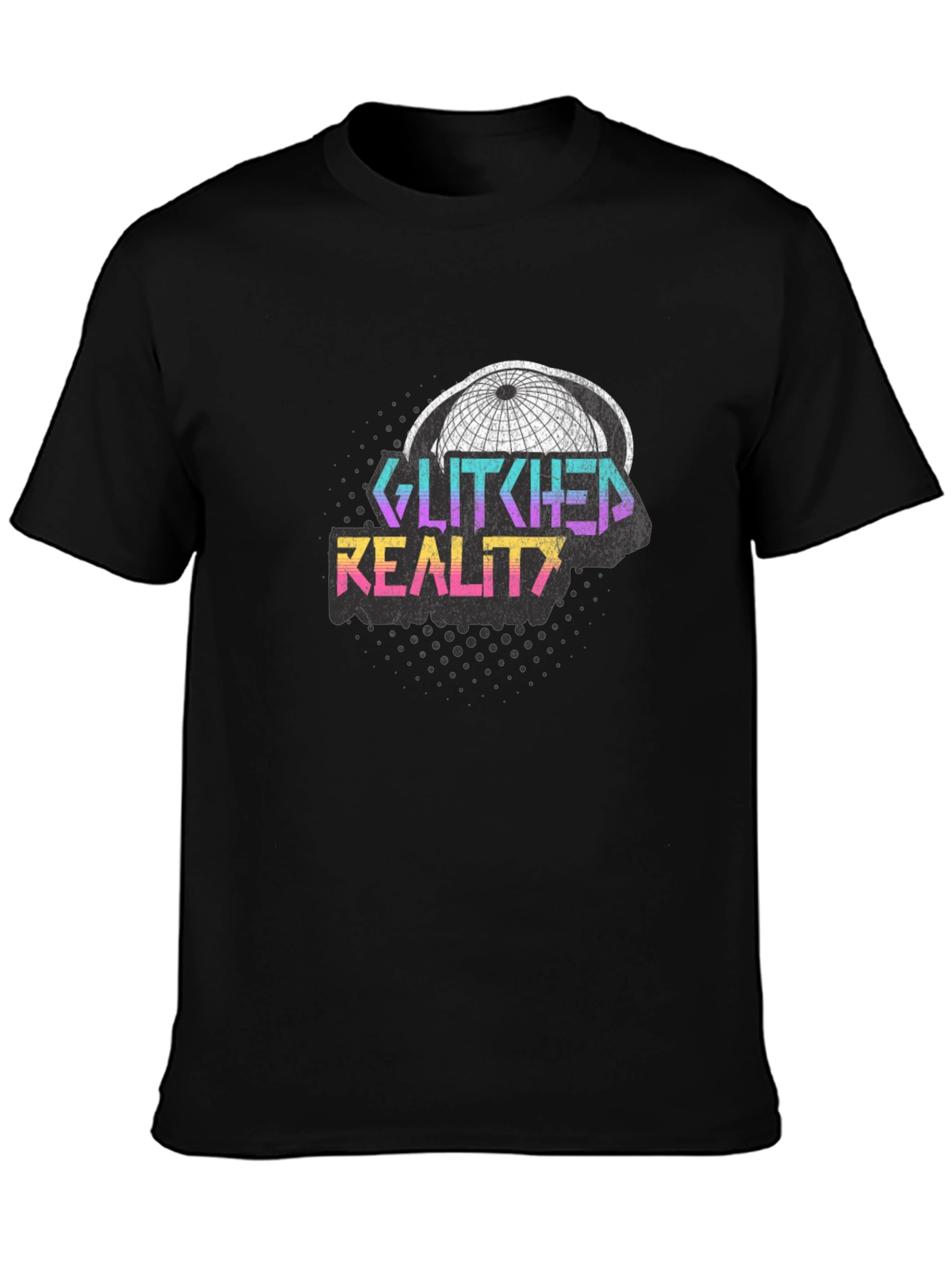 Glitched Reality Graphic Tee - Retro Style Black T-Shirt