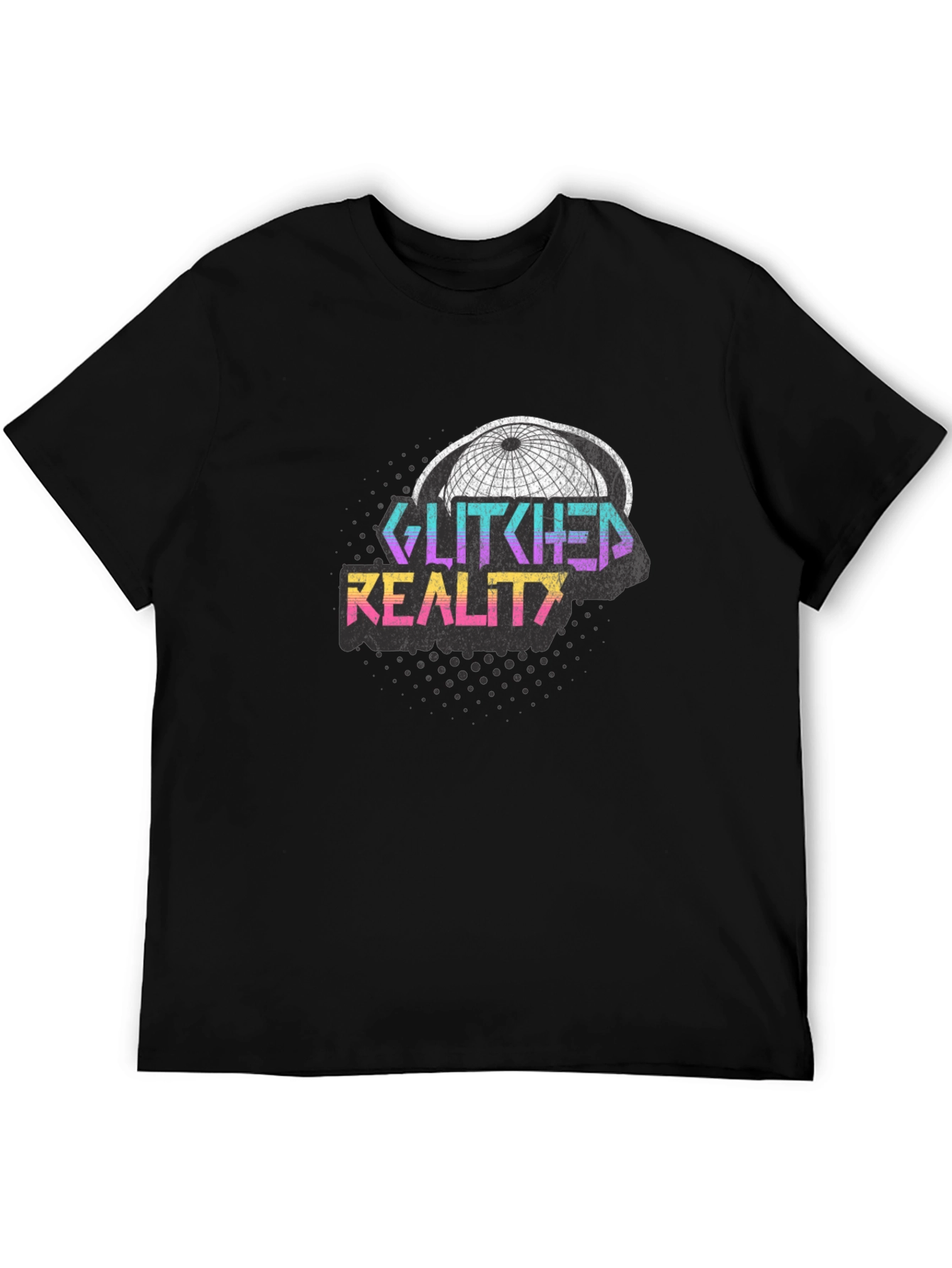 Glitched Reality Graphic Tee - Retro Style Black T-Shirt