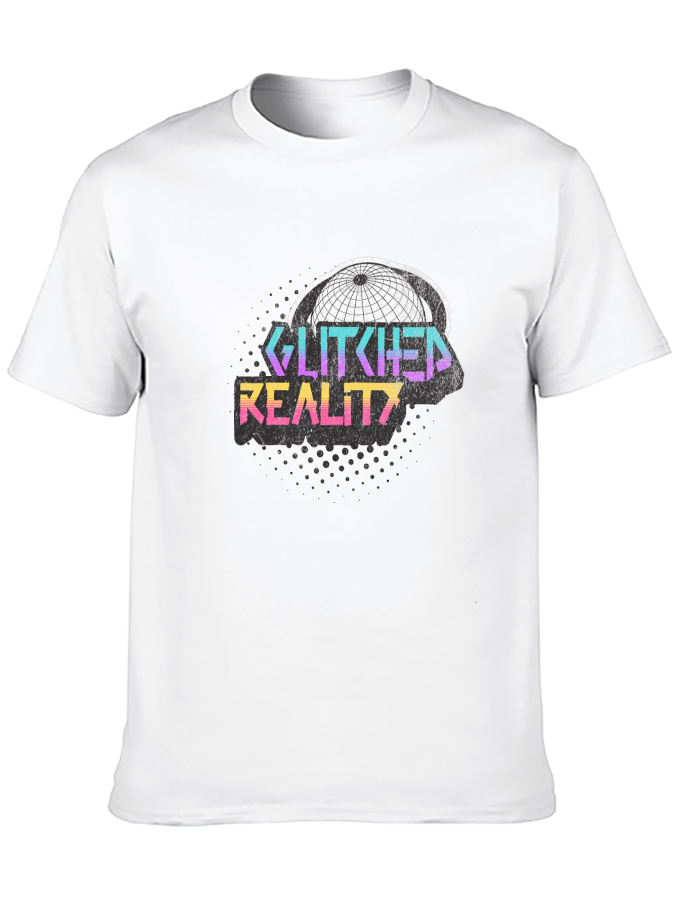 Glitched Reality Graphic Tee - Retro Style Black T-Shirt