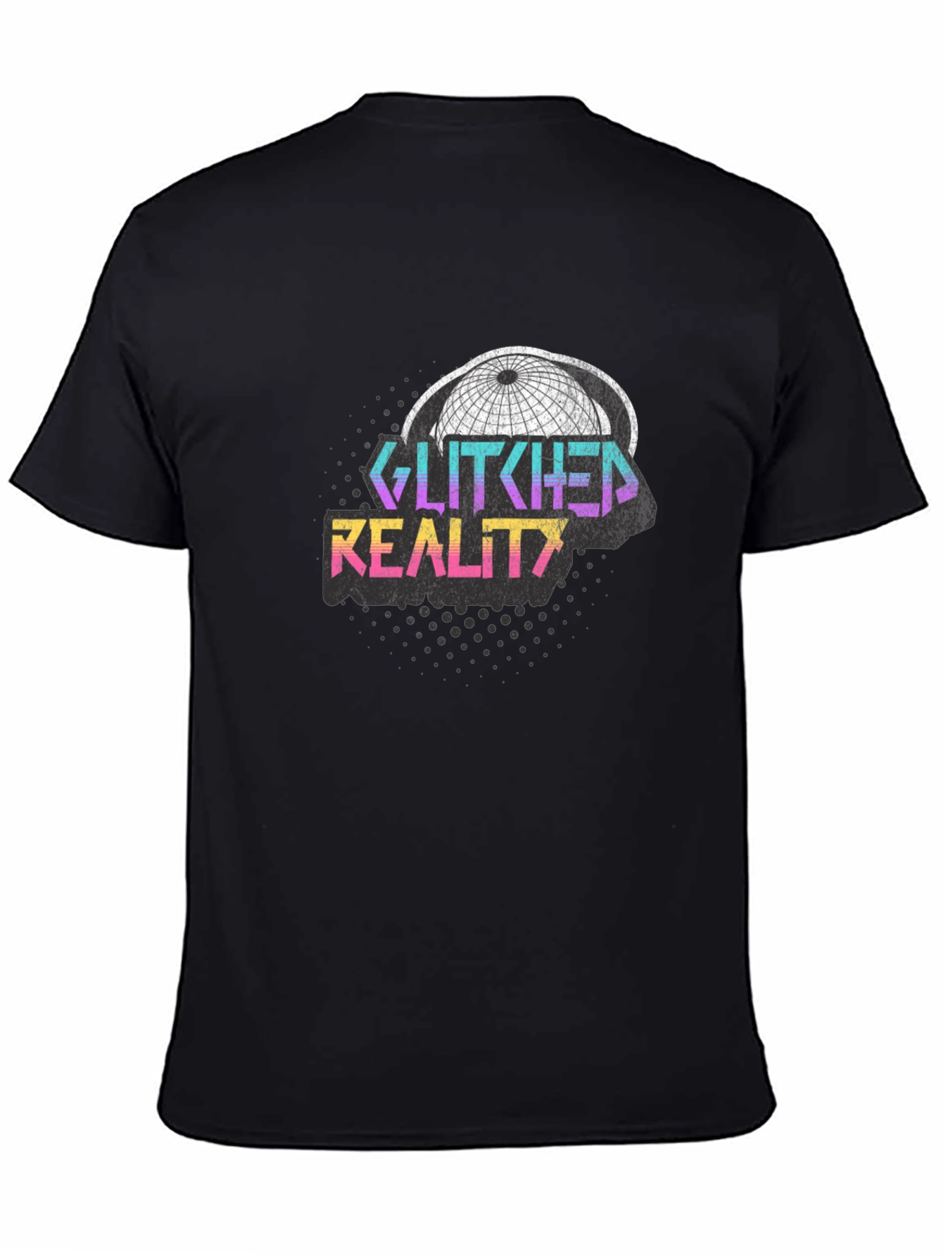 Glitched Reality Graphic Tee - Retro Style Black T-Shirt