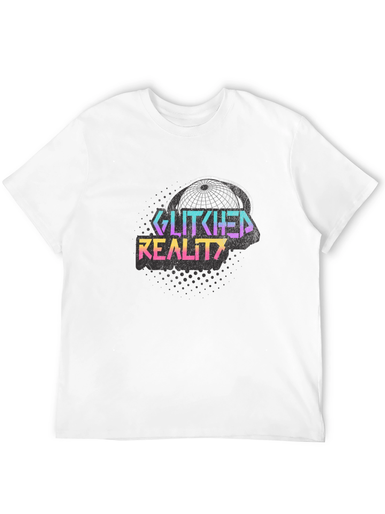 Glitched Reality Graphic Tee - Retro Style Black T-Shirt