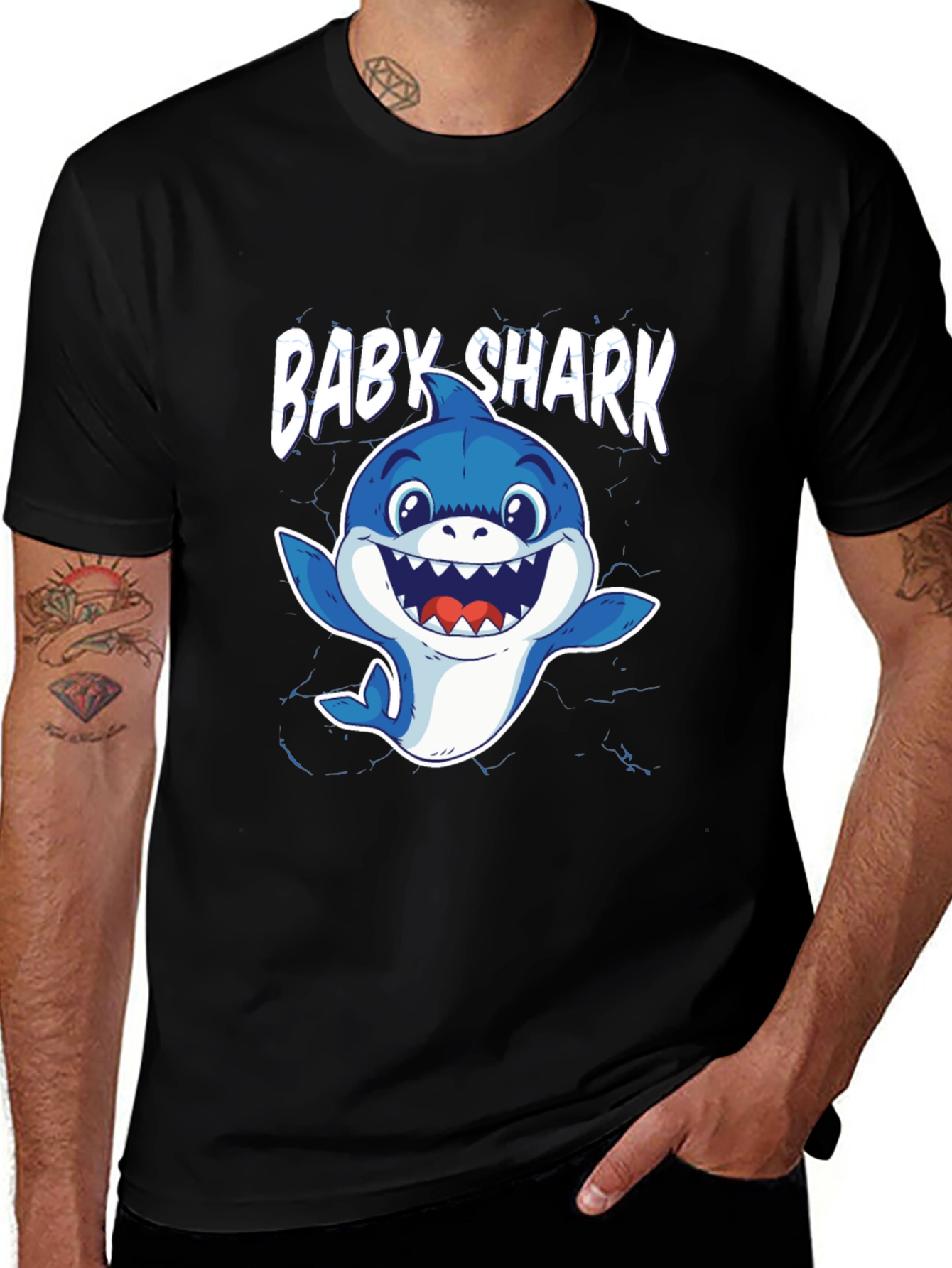 Baby Shark Graphic Tee - Black Cotton T-Shirt