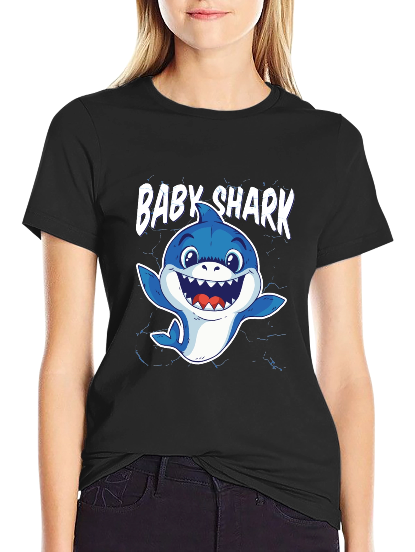 Baby Shark Graphic Tee - Black Cotton T-Shirt