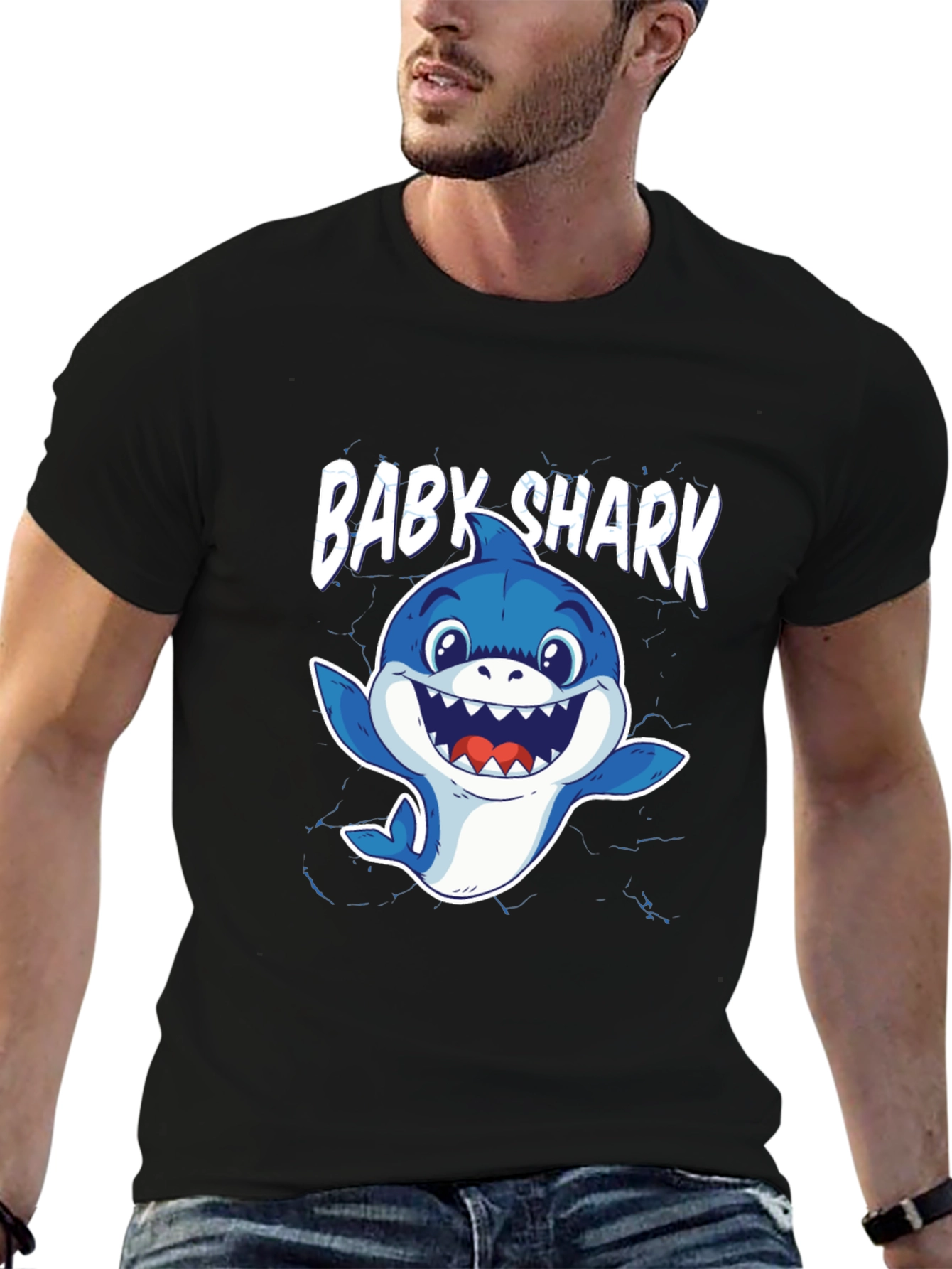 Baby Shark Graphic Tee - Black Cotton T-Shirt