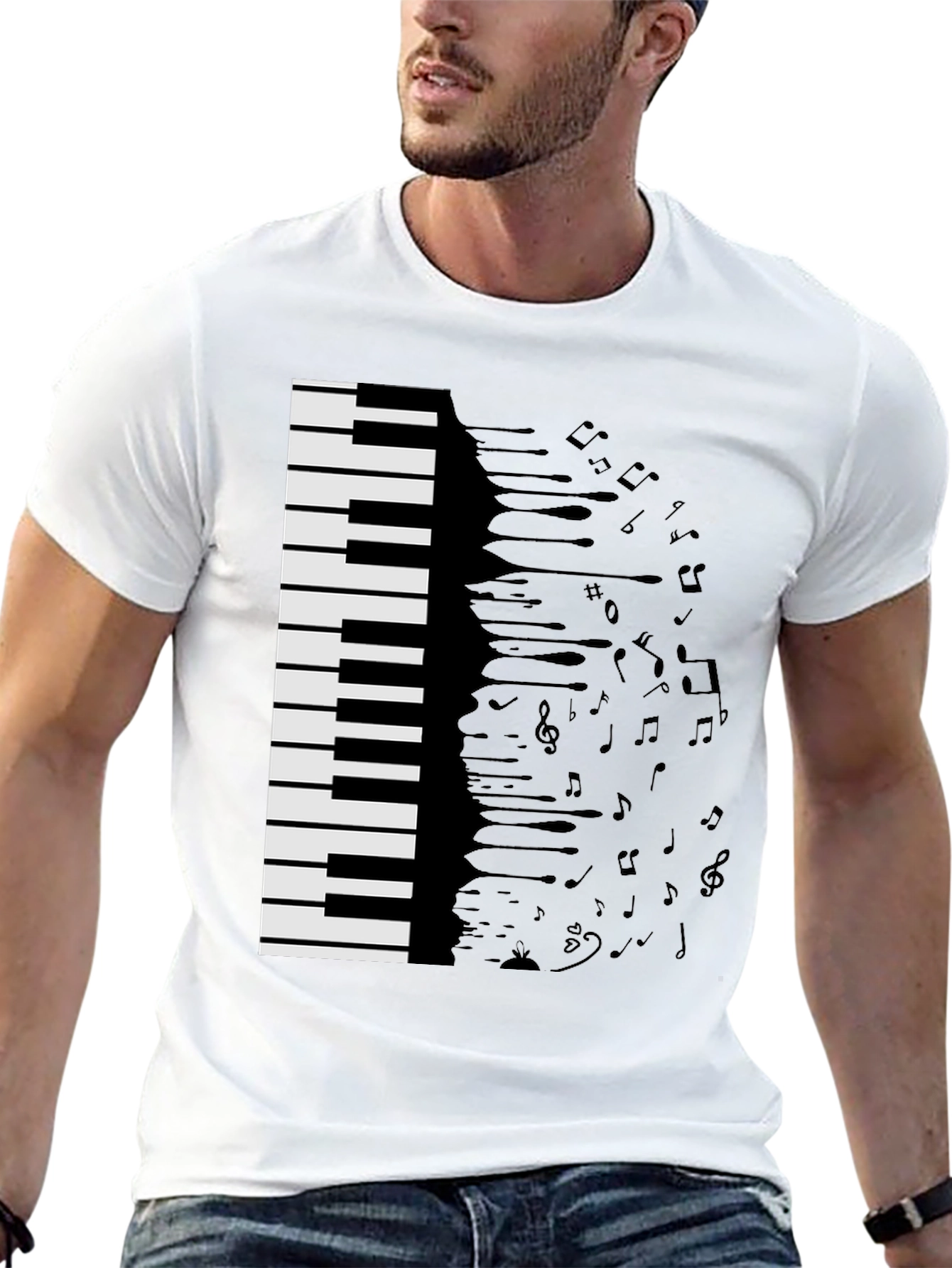 Piano Keys & Notes Graphic Tee - Musician T-Shirt