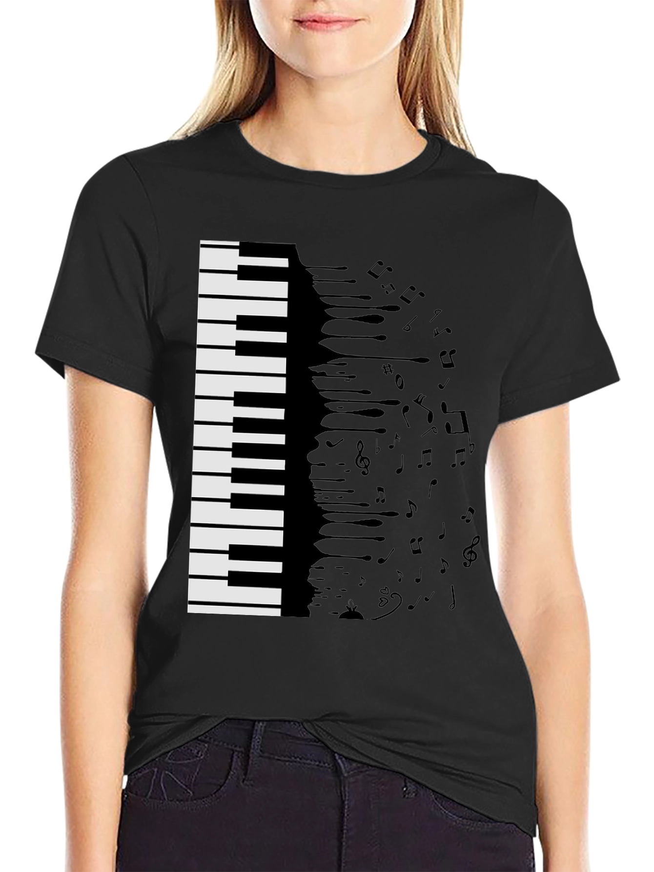 Piano Keys & Notes Graphic Tee - Musician T-Shirt