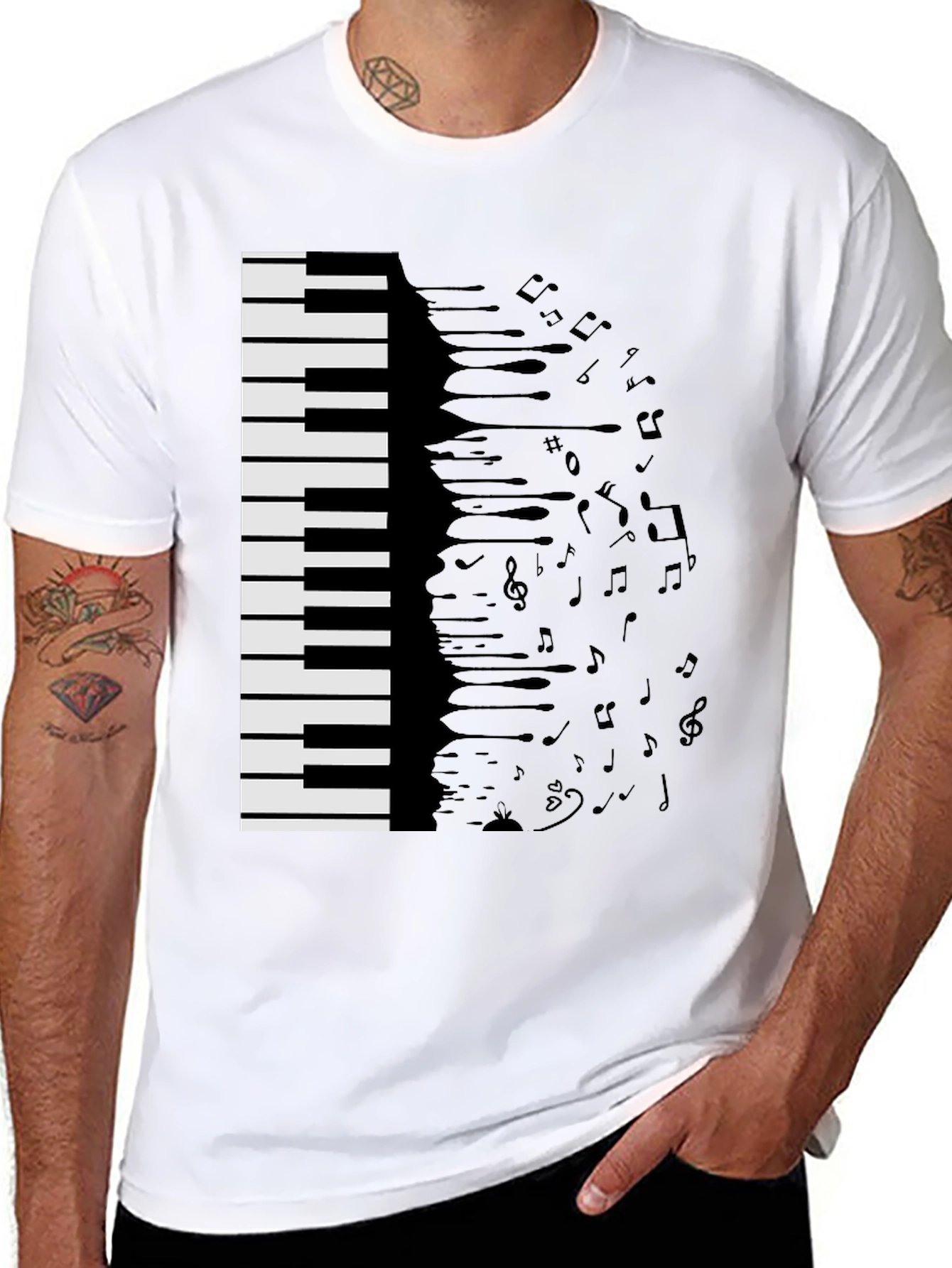Piano Keys & Notes Graphic Tee - Musician T-Shirt