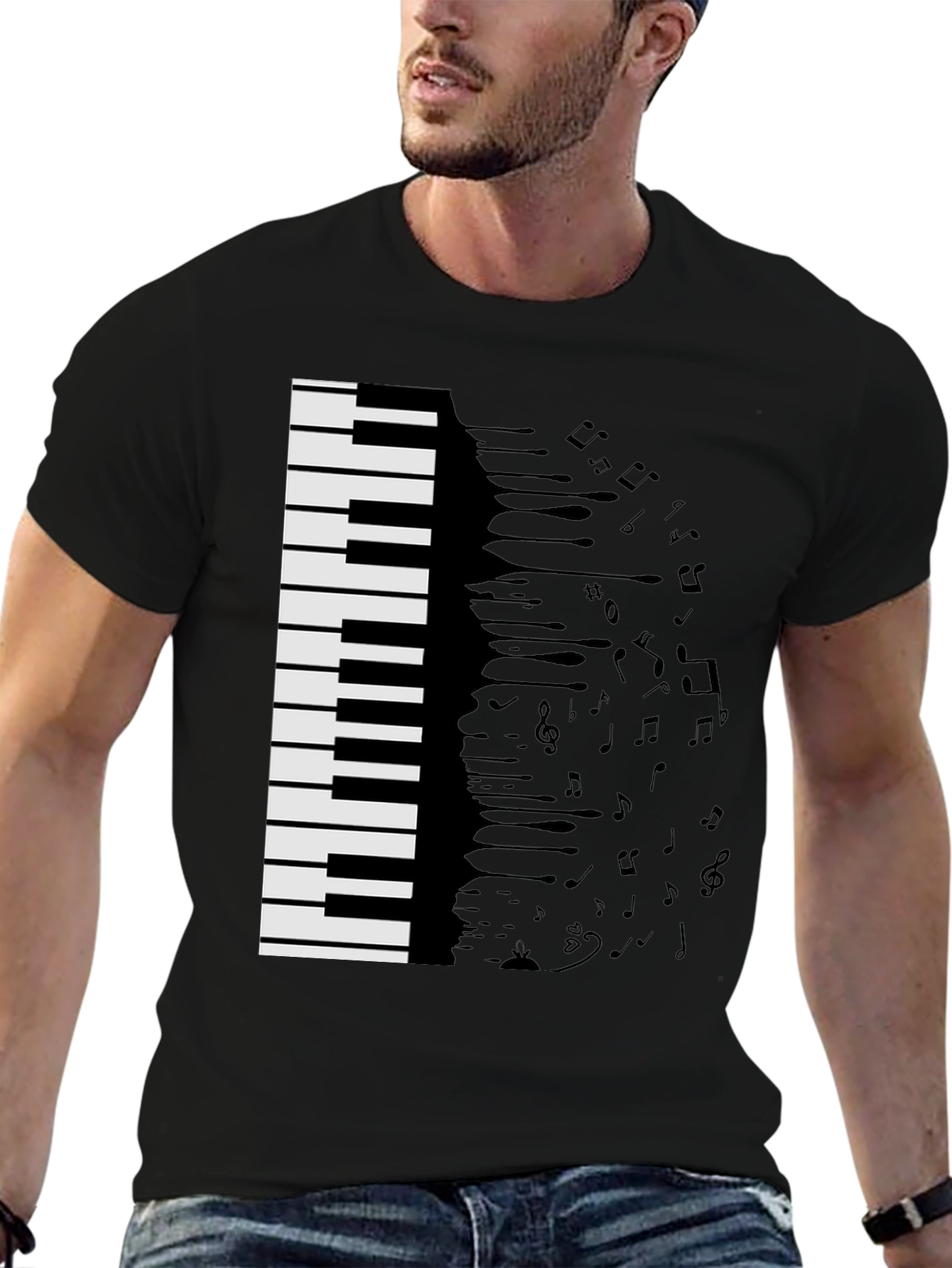 Piano Keys & Notes Graphic Tee - Musician T-Shirt