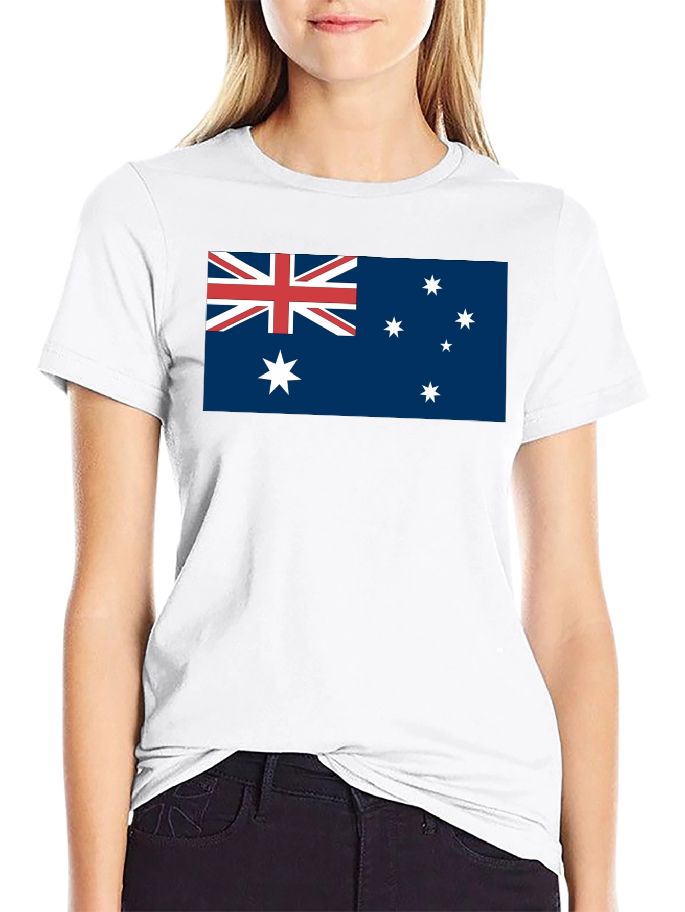 Australia Flag Graphic Tee - Black Cotton Casual T-Shirt
