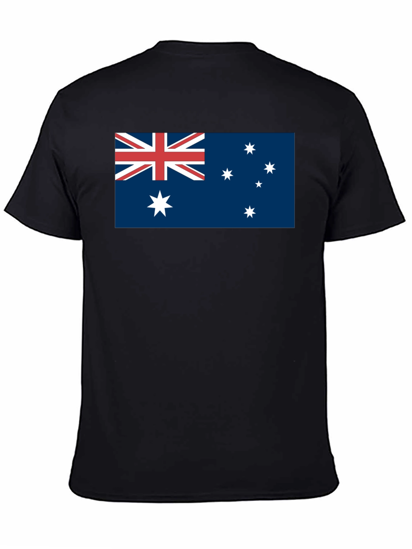 Australia Flag Graphic Tee - Black Cotton Casual T-Shirt