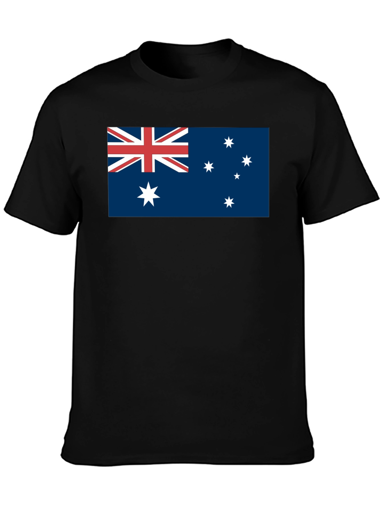Australia Flag Graphic Tee - Black Cotton Casual T-Shirt