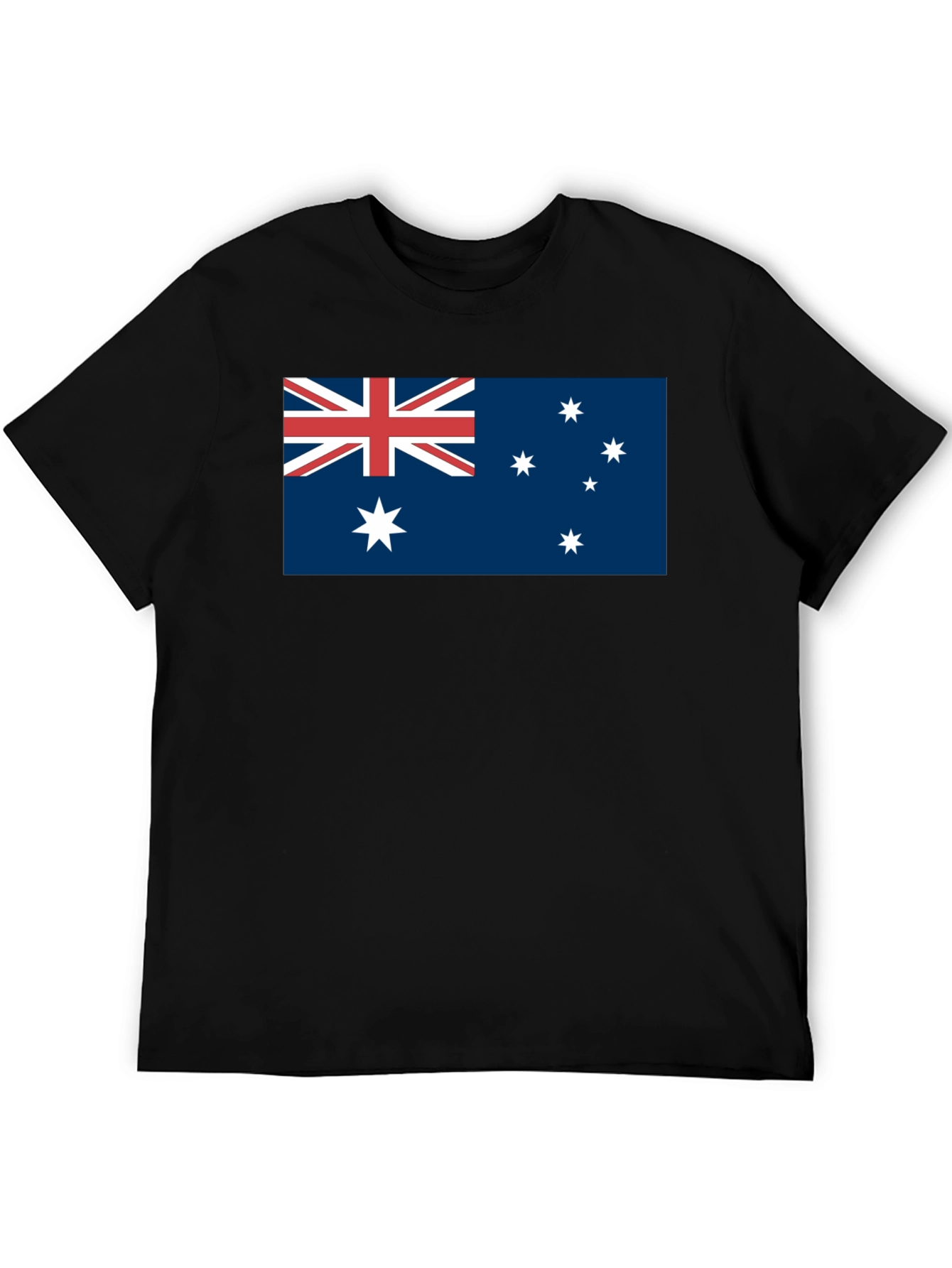 Australia Flag Graphic Tee - Black Cotton Casual T-Shirt