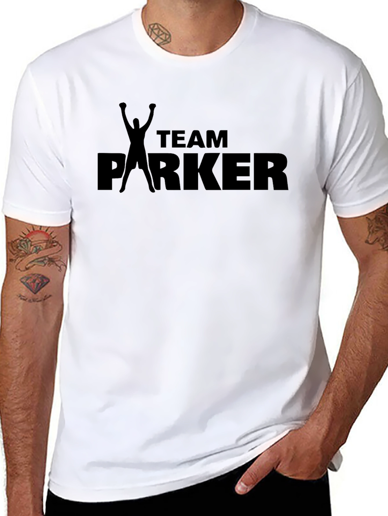 Team Parker Graphic Print Mens Black T-Shirt