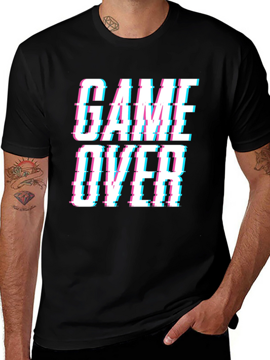 Game Over Glitch Style Black T-Shirt