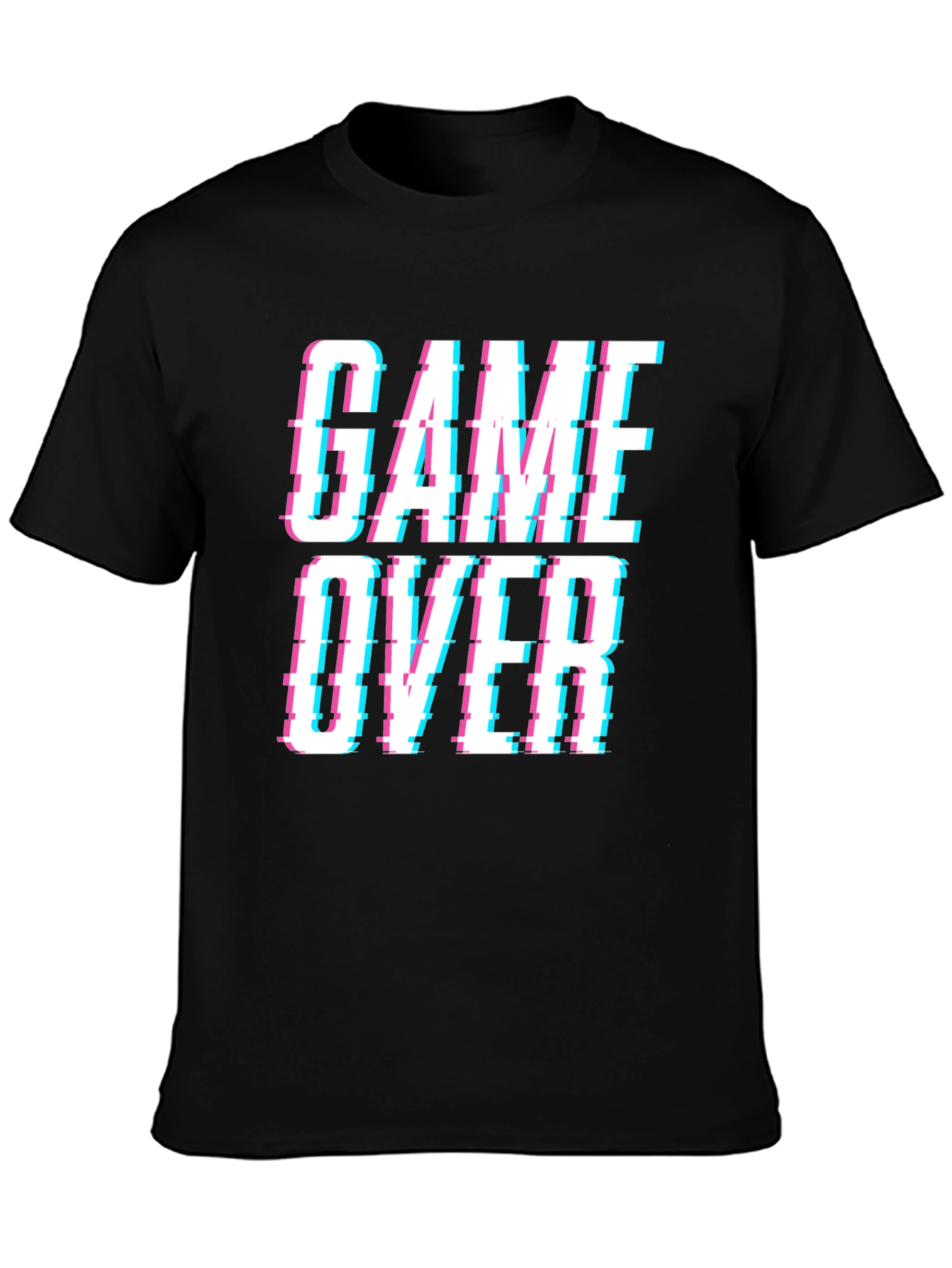 Game Over Glitch Style Black T-Shirt