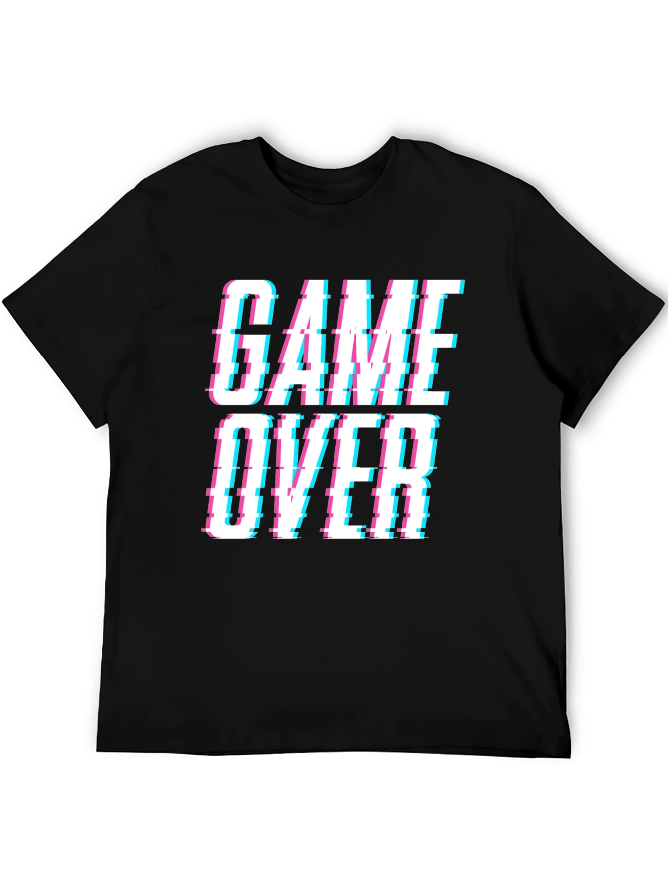 Game Over Glitch Style Black T-Shirt