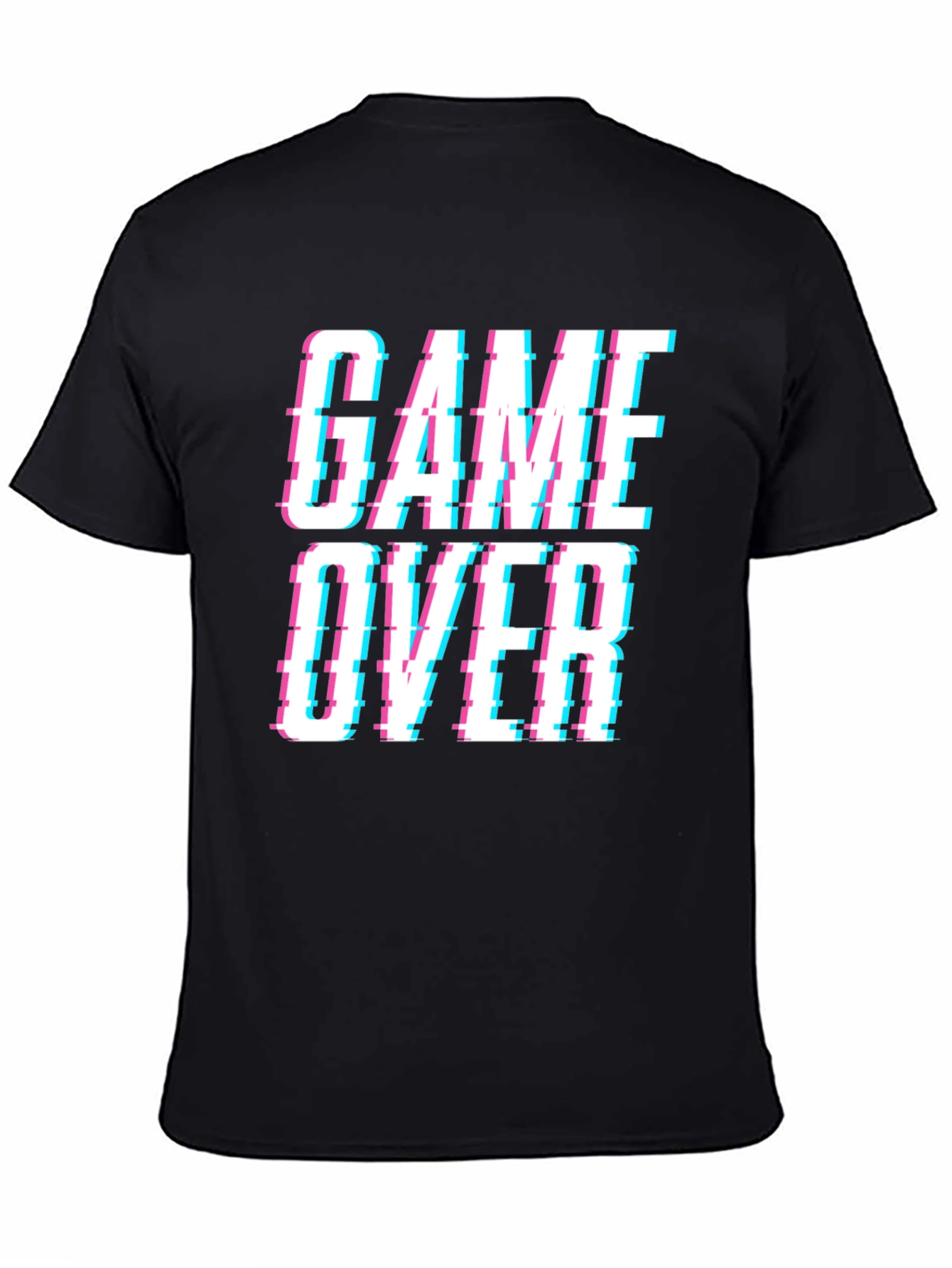 Game Over Glitch Style Black T-Shirt
