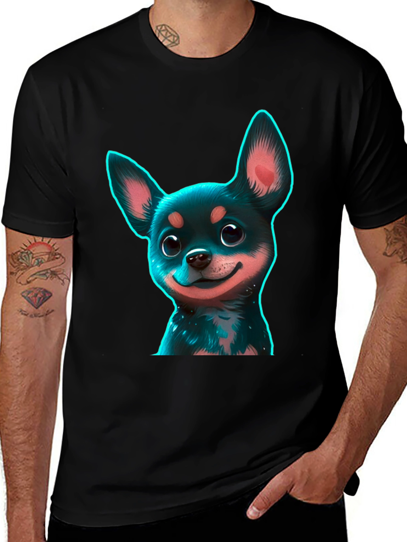 Chihuahua Puppy Graphic Black T-Shirt