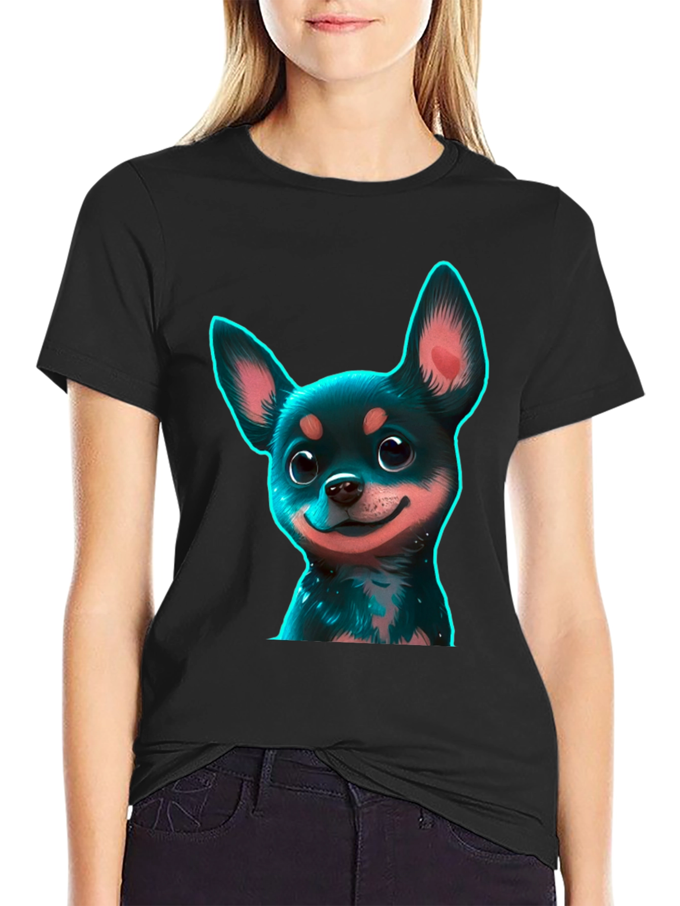 Chihuahua Puppy Graphic Black T-Shirt