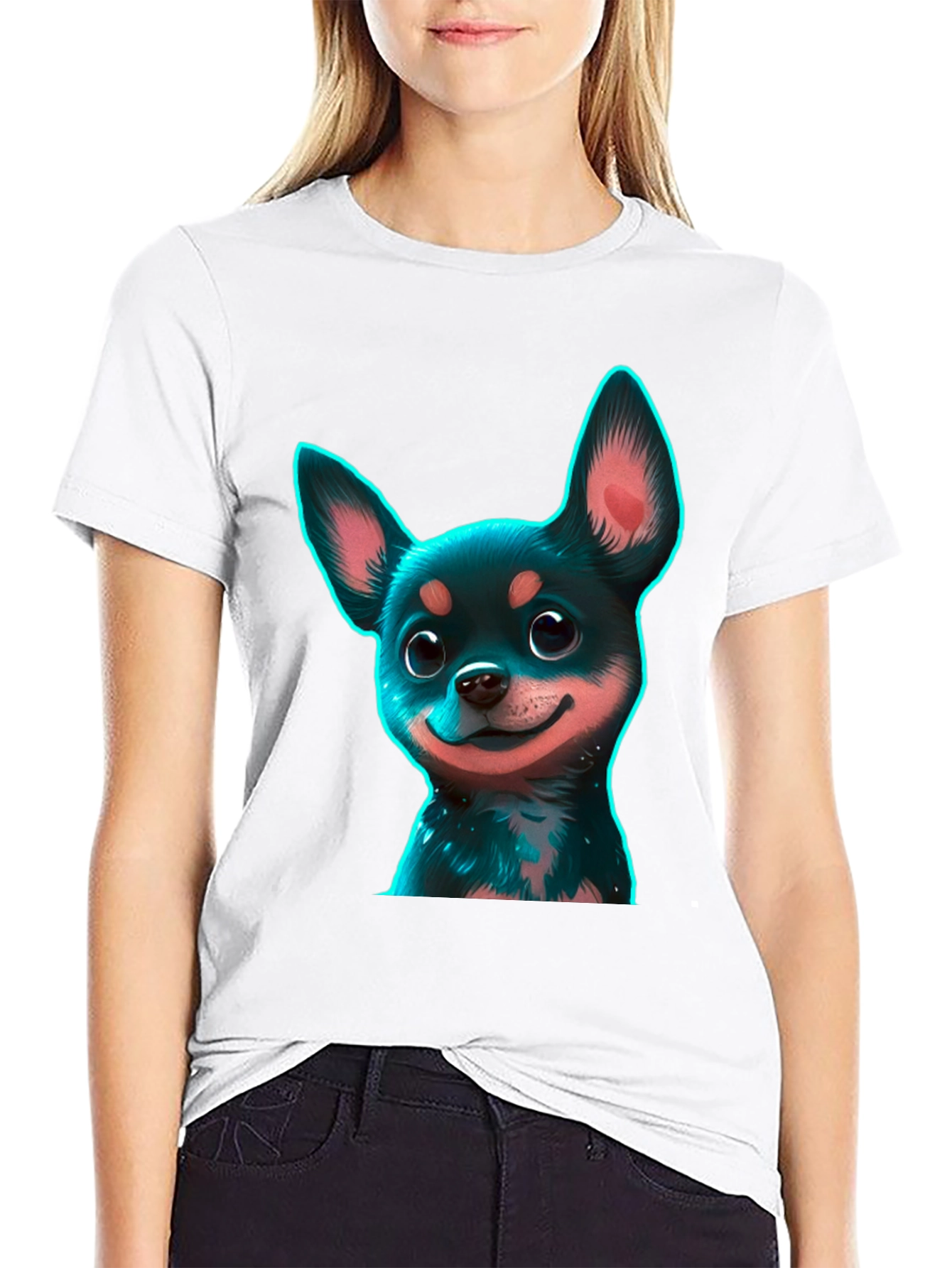 Chihuahua Puppy Graphic Black T-Shirt