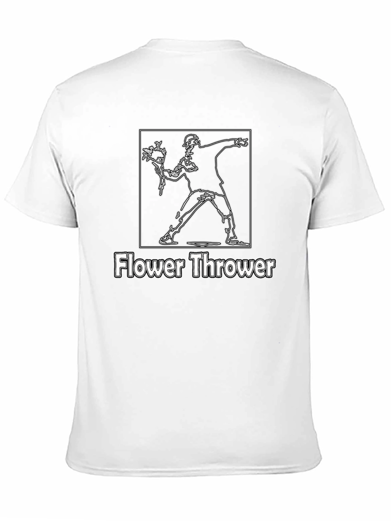 Flower Thrower Graphic Tee - Black Cotton T-Shirt