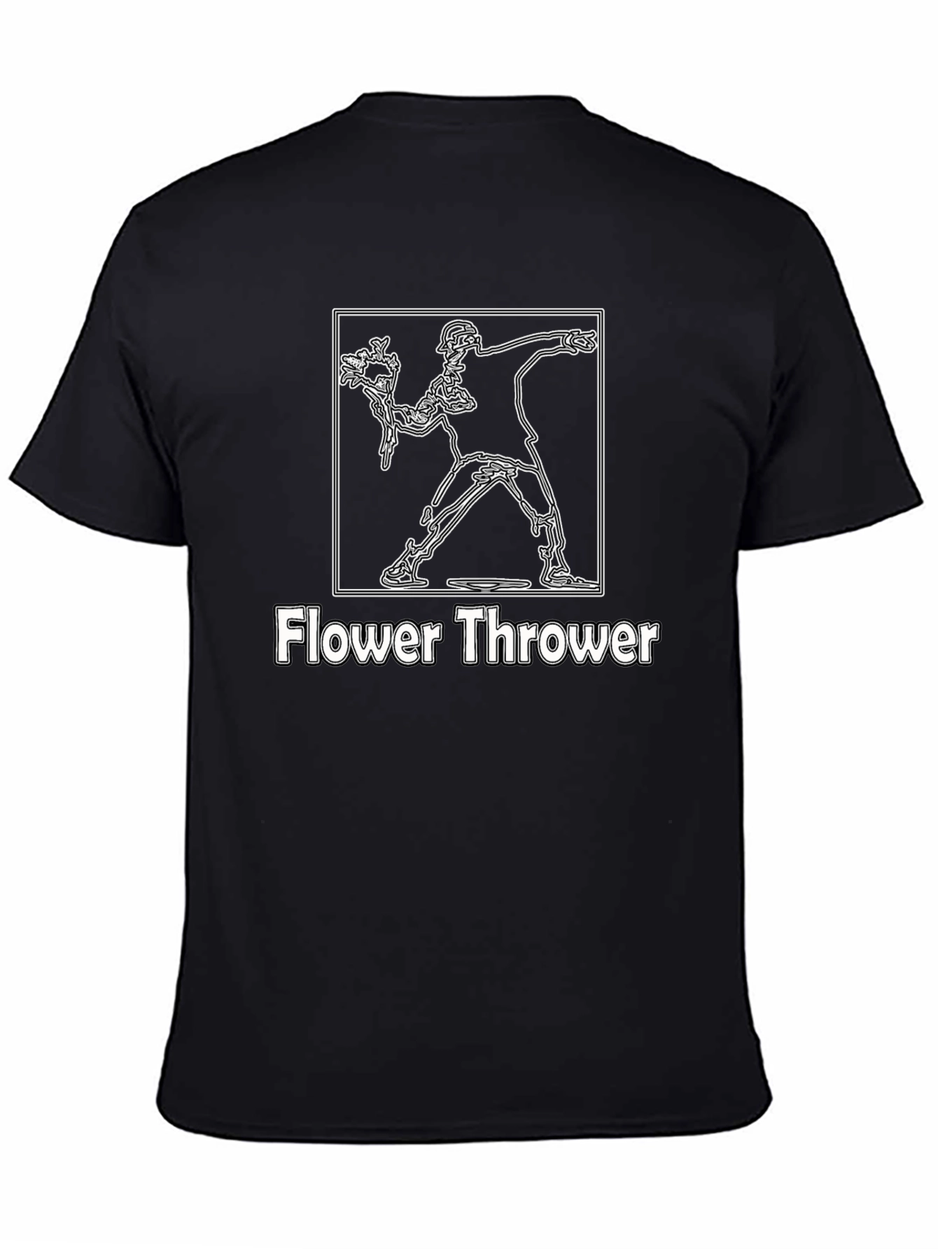 Flower Thrower Graphic Tee - Black Cotton T-Shirt