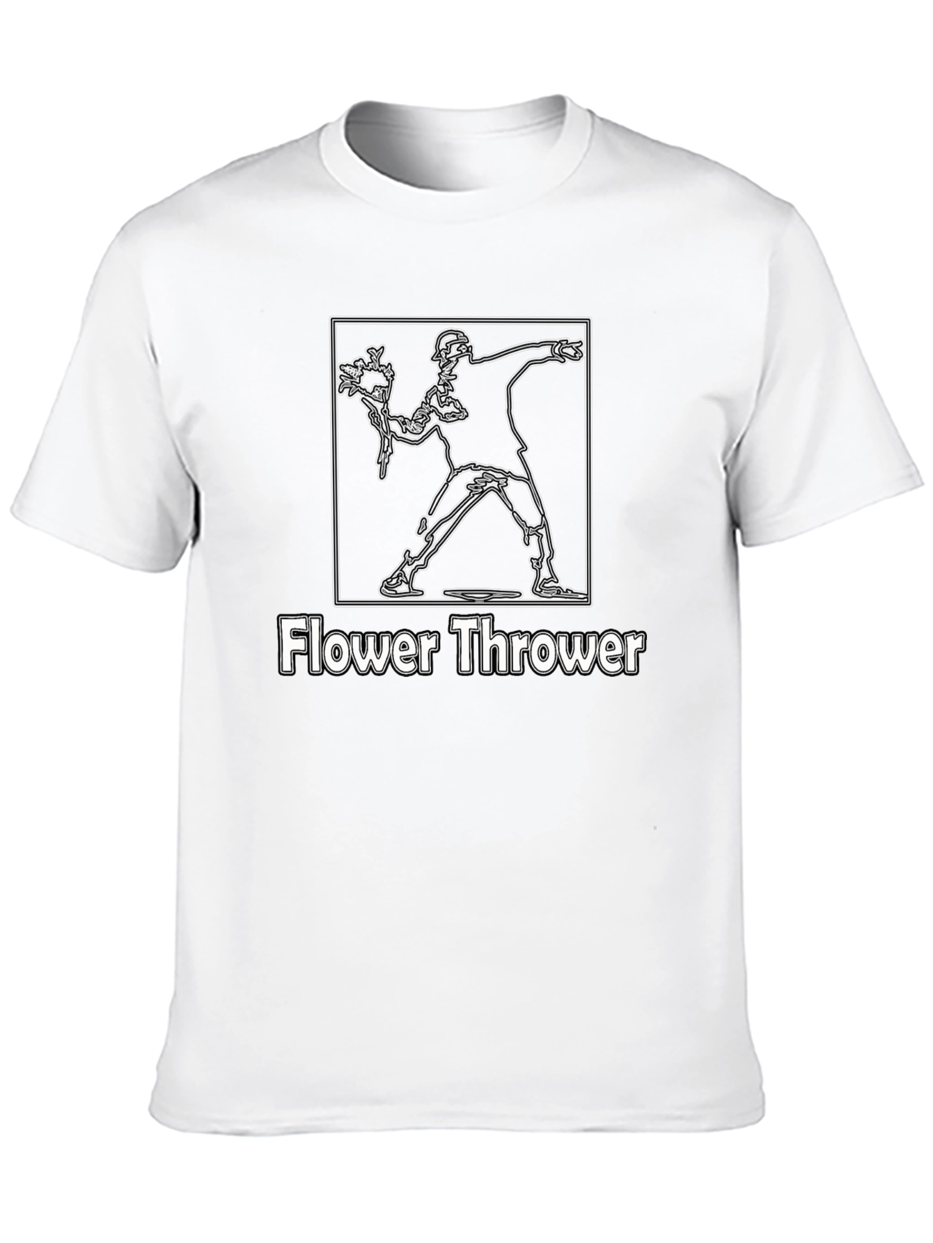 Flower Thrower Graphic Tee - Black Cotton T-Shirt