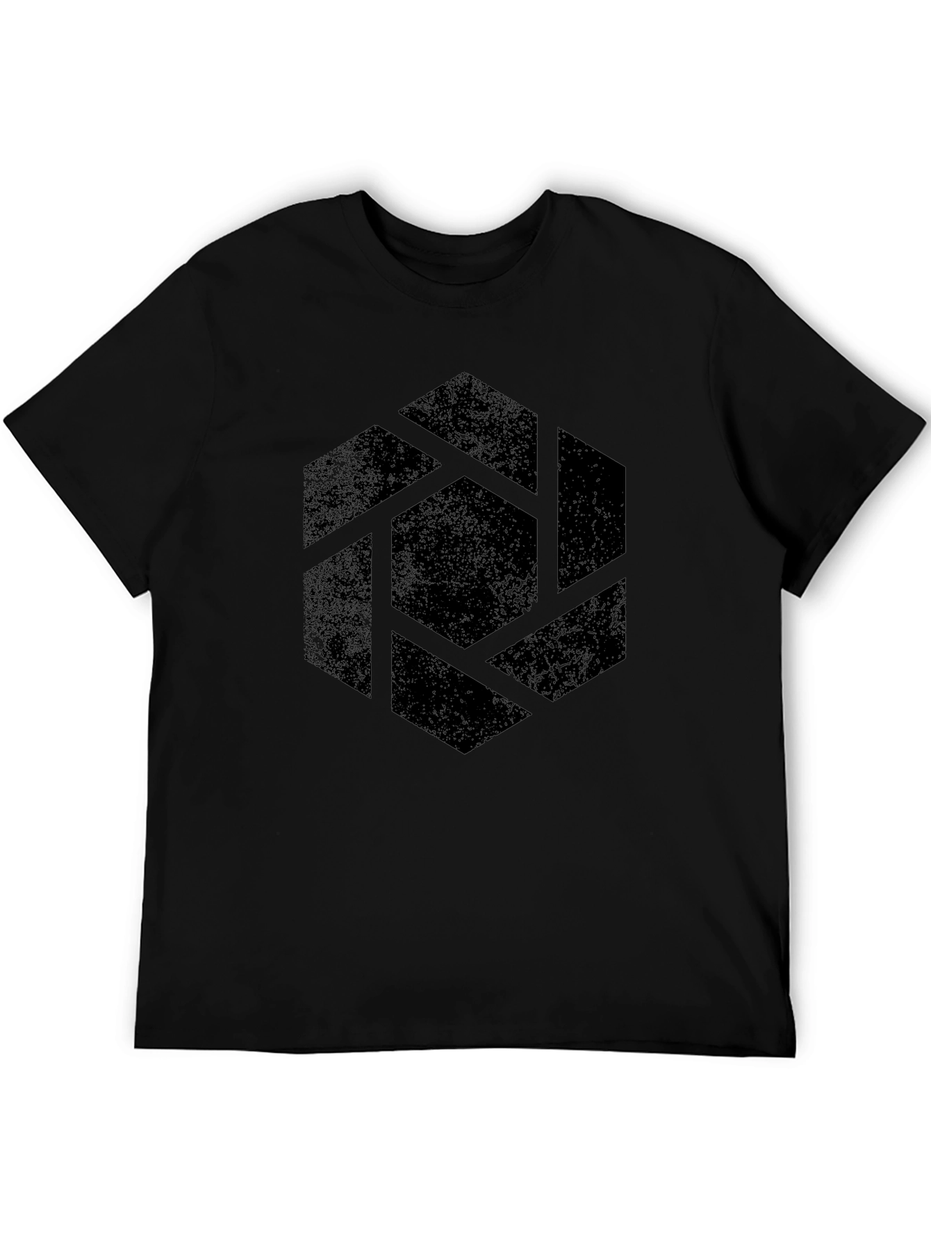 Abstract Hexagon Graphic Black T-Shirt