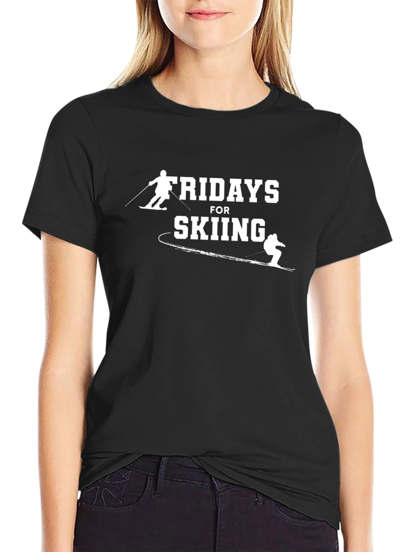 Fridays for Skiing Black Graphic Tee