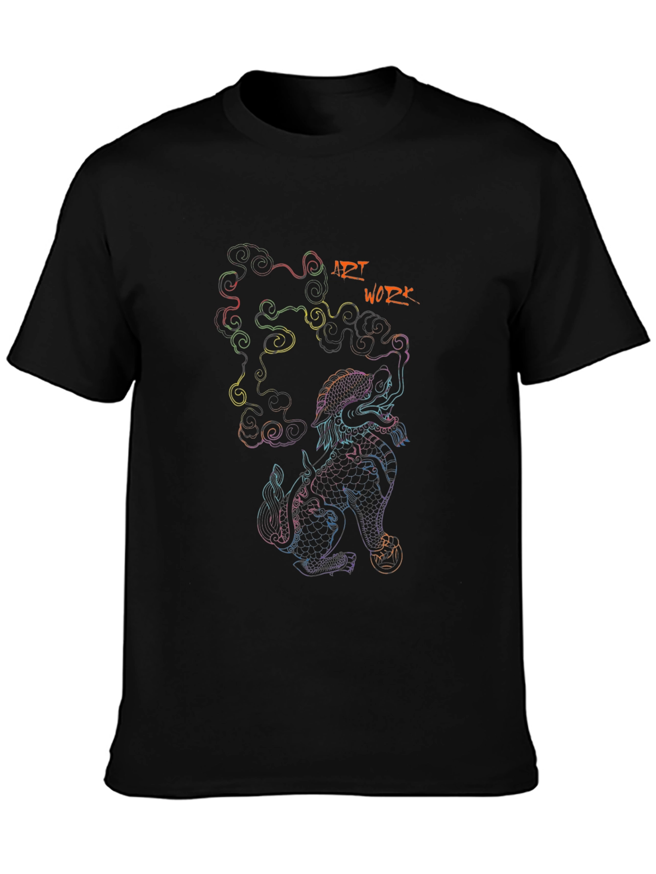 Art Work Dragon Graphic Black T-Shirt