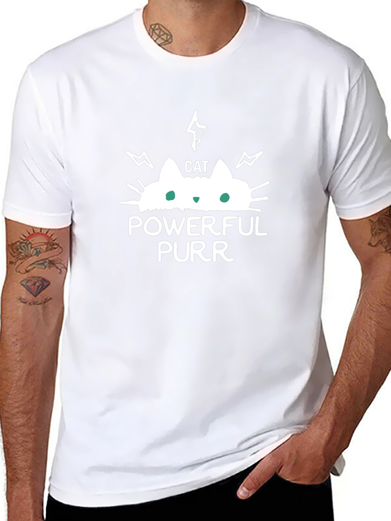 Powerful Purr Cat Graphic T-Shirt