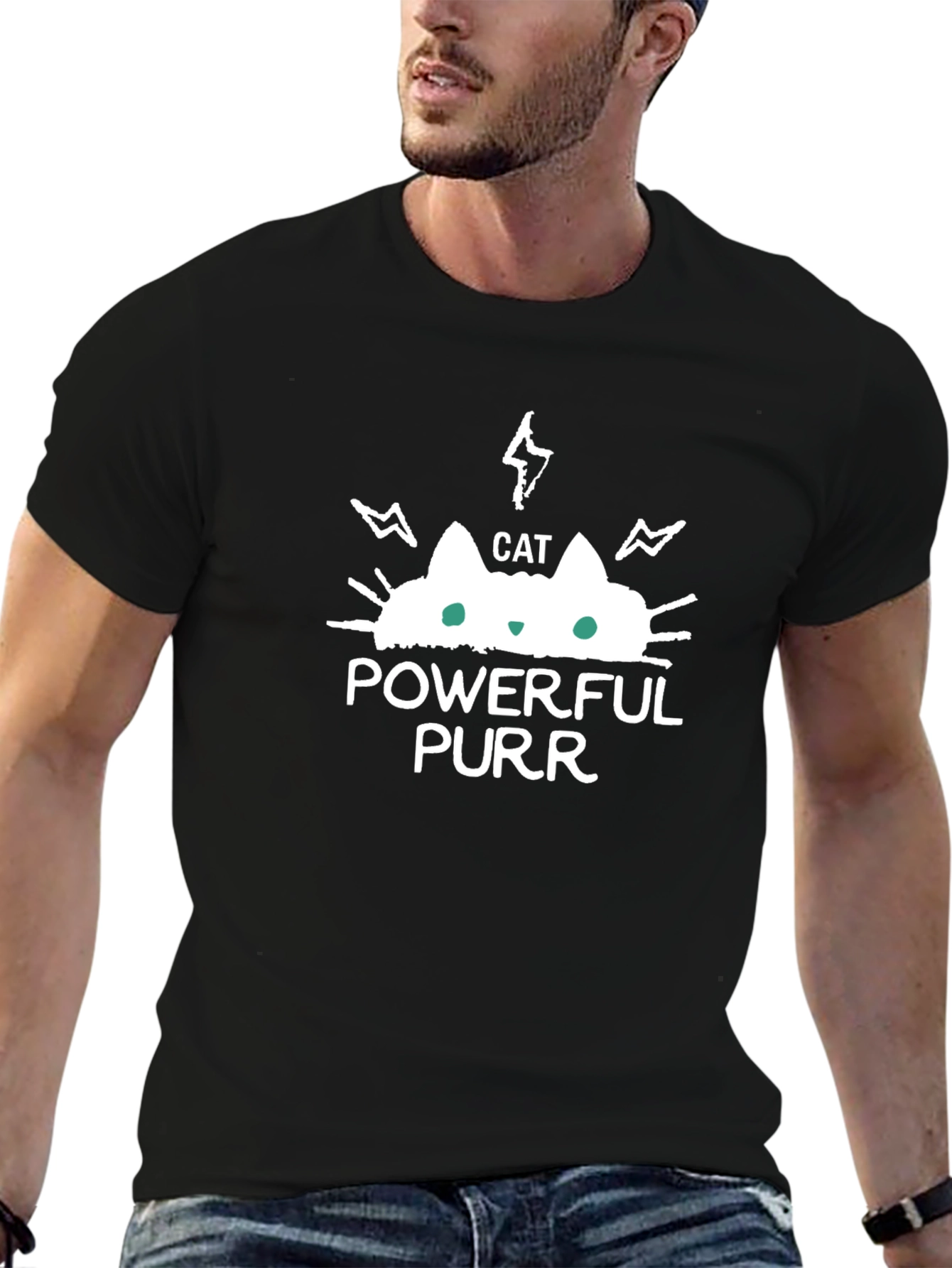 Powerful Purr Cat Graphic T-Shirt