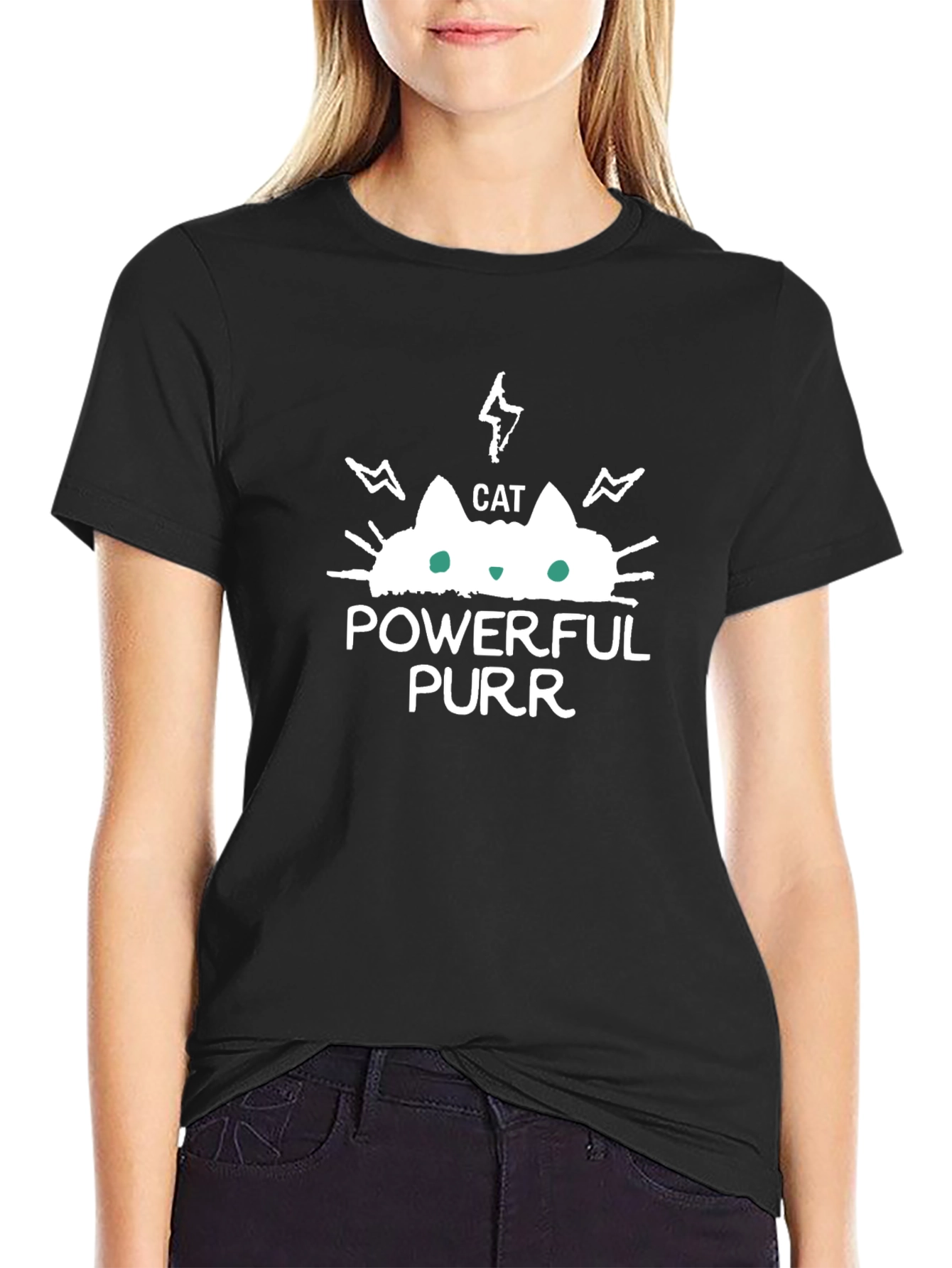 Powerful Purr Cat Graphic T-Shirt