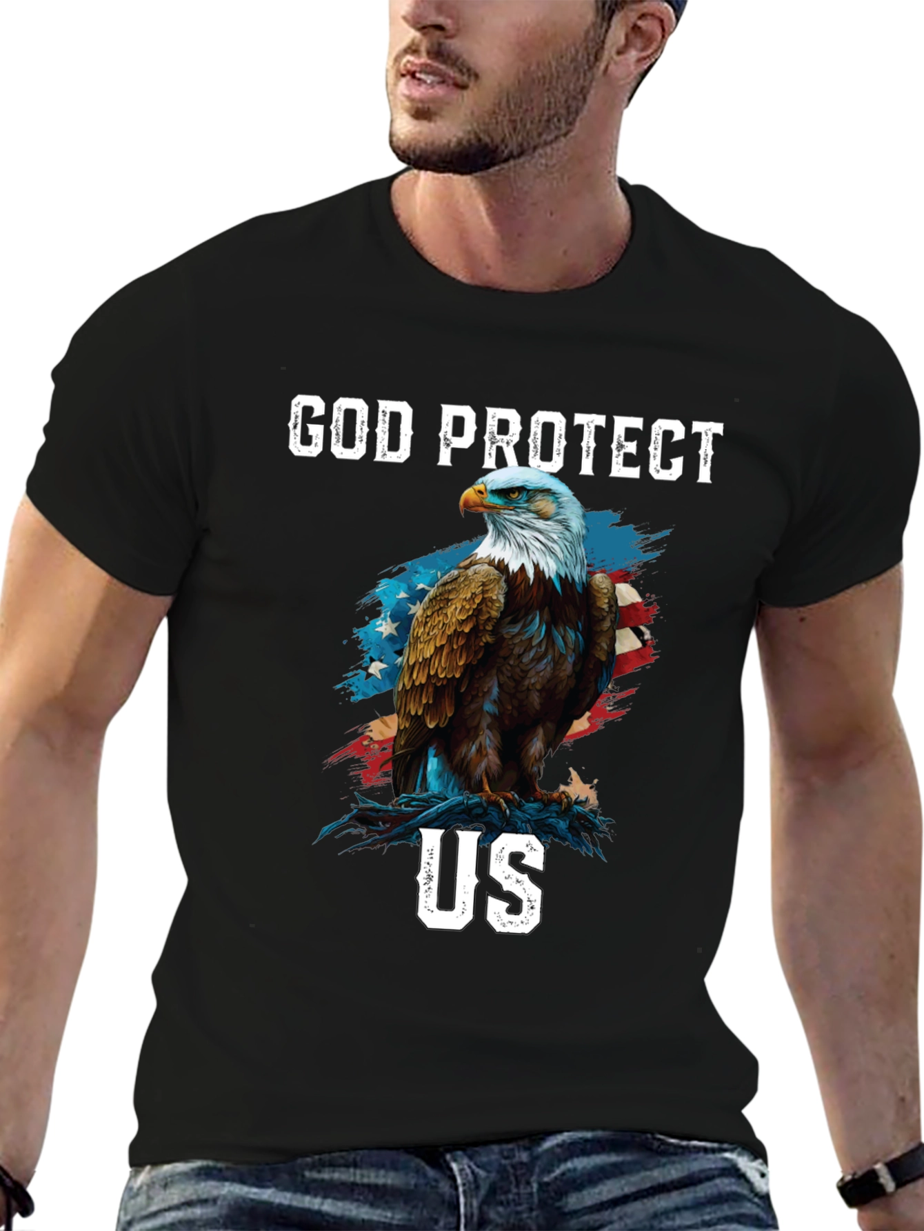 God Protect Us Eagle Graphic T-Shirt